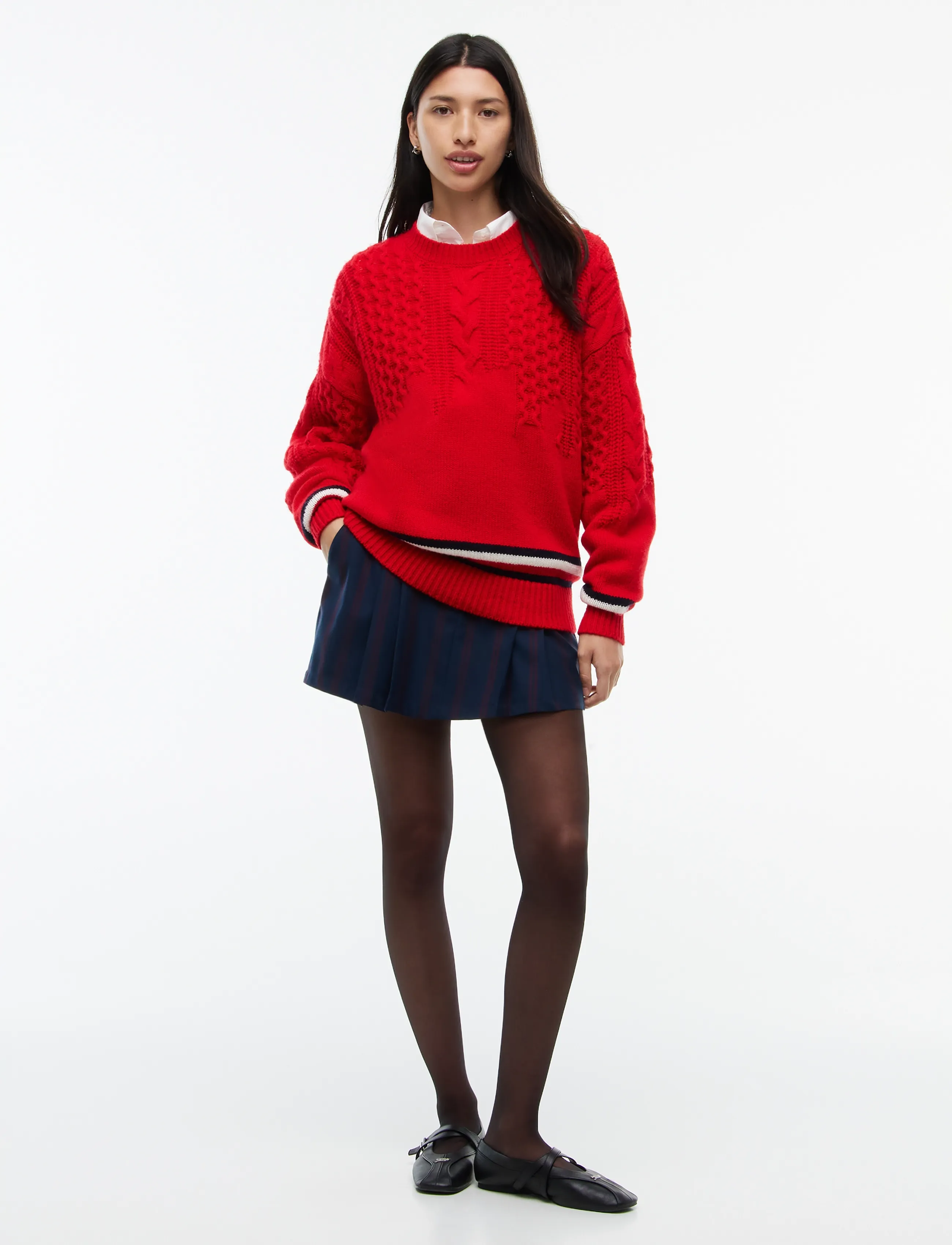 Tommy Jeans - TJW OVS PLACEMENT CABLE SWEATER - pullover - lavish red - 4