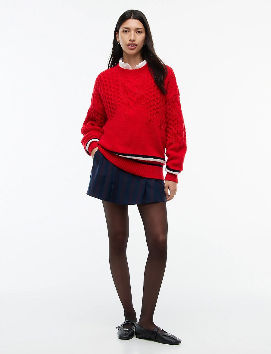 Tommy Jeans - TJW OVS PLACEMENT CABLE SWEATER - pullover - lavish red - 4