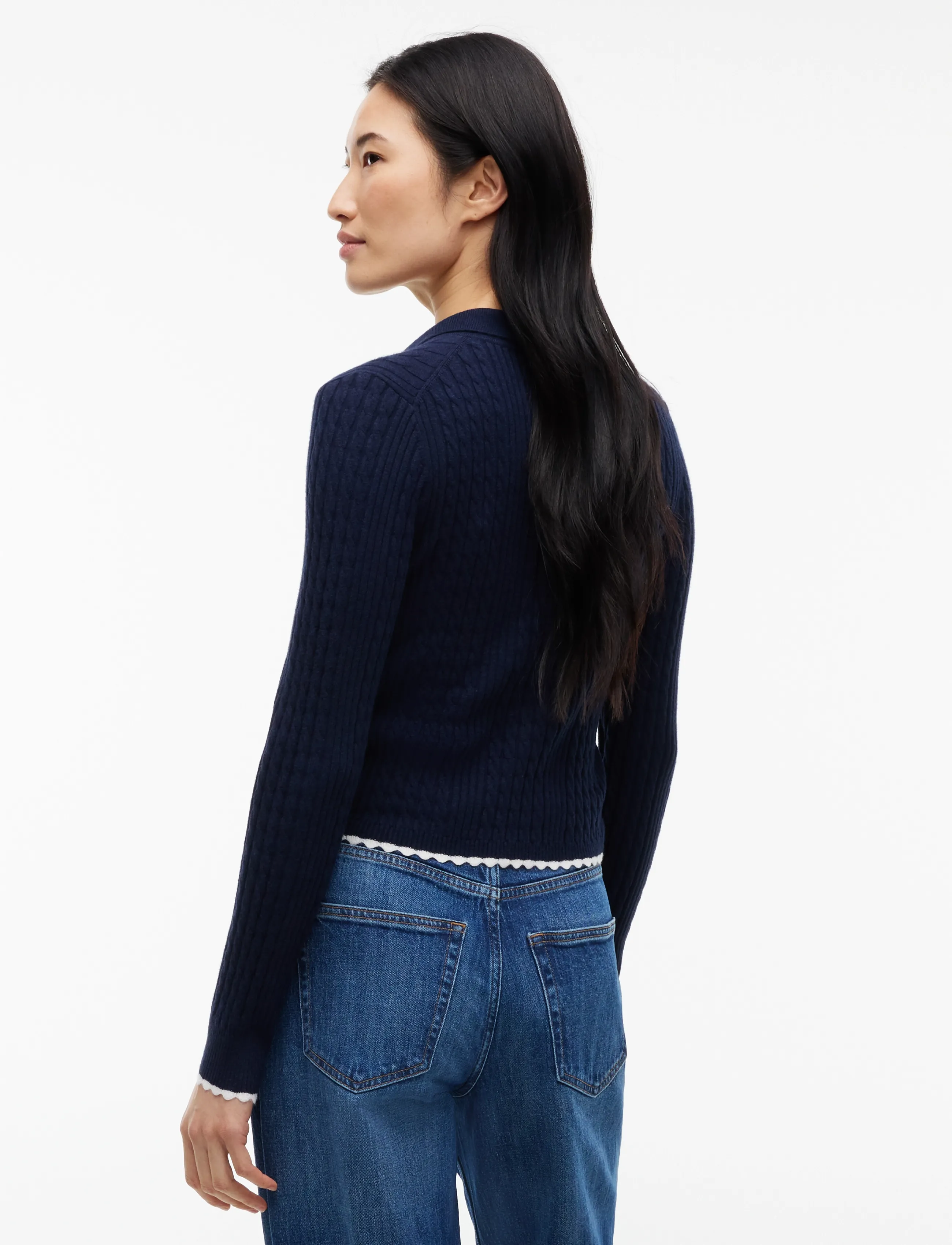 Tommy Jeans - TJW MICRO CABLE POLO SWEATER EXT - kampsunid - dark blue - 2