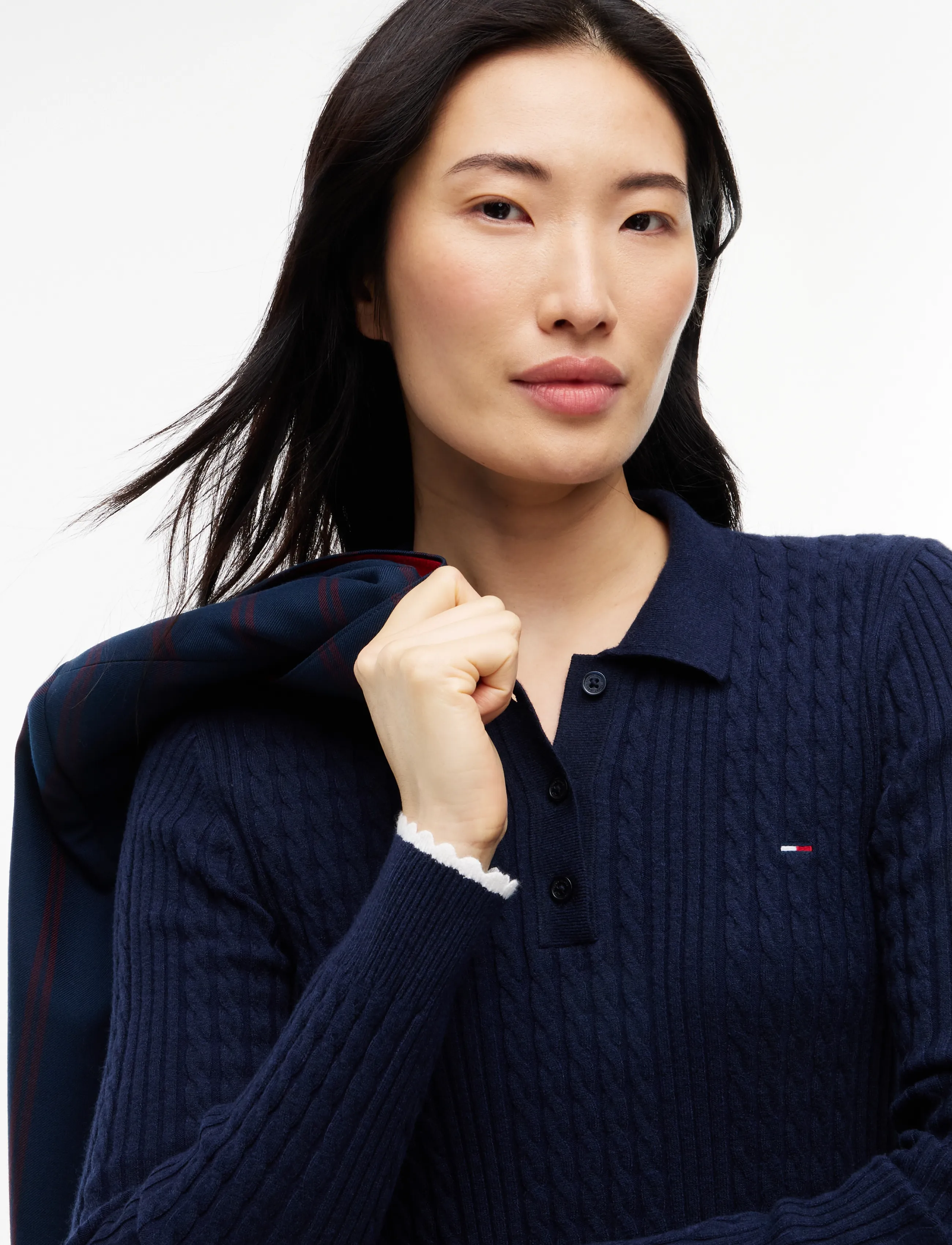 Tommy Jeans - TJW MICRO CABLE POLO SWEATER EXT - kampsunid - dark blue - 3