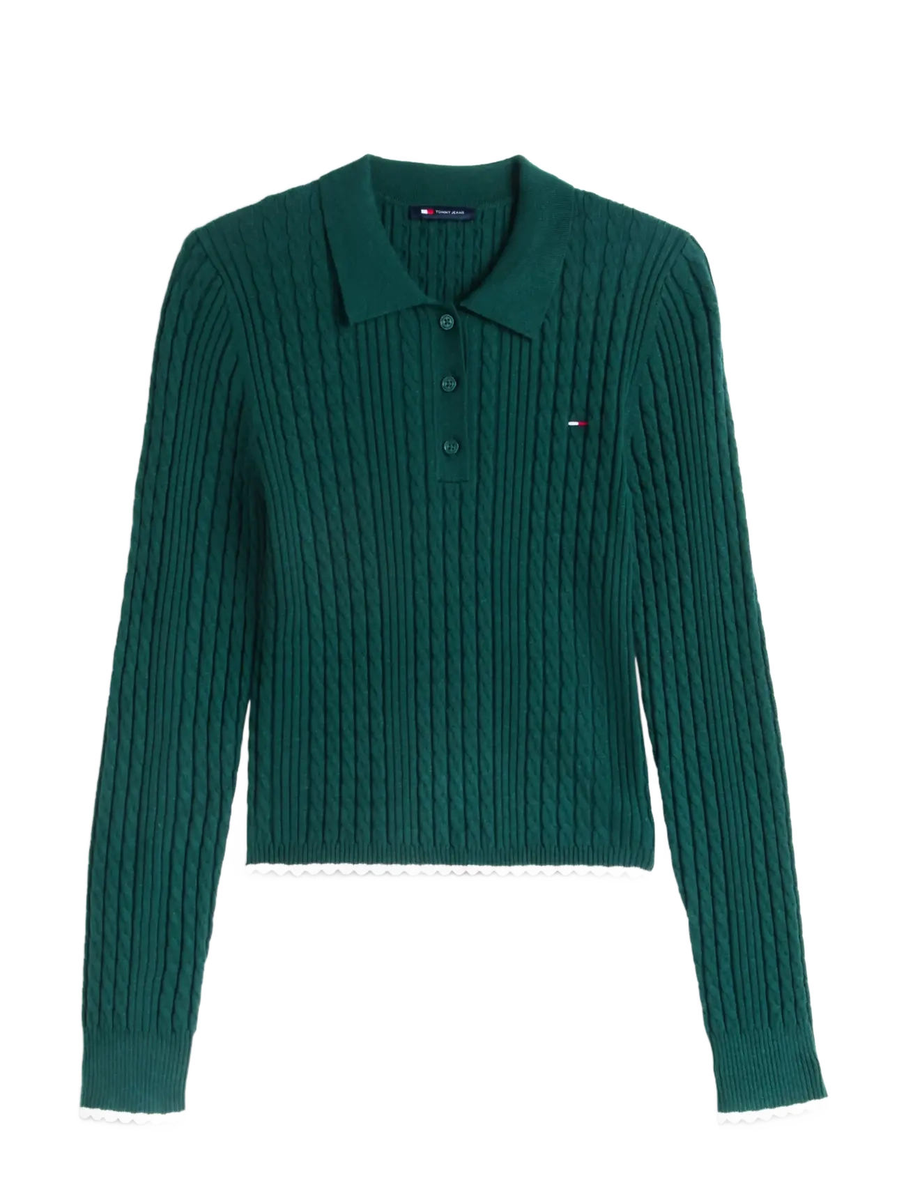 Tommy Jeans TJW MICRO CABLE POLO SWEATER EXT - Hverdags stil - ELEGANT GREEN / green