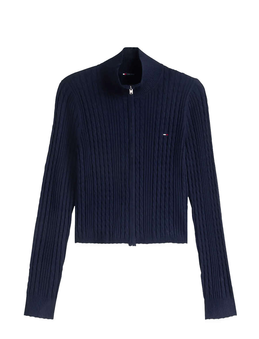 Tommy Jeans - TJW MICRO CABLE ZIPTHRU SWTR EXT - strickjacken - dark blue - 1