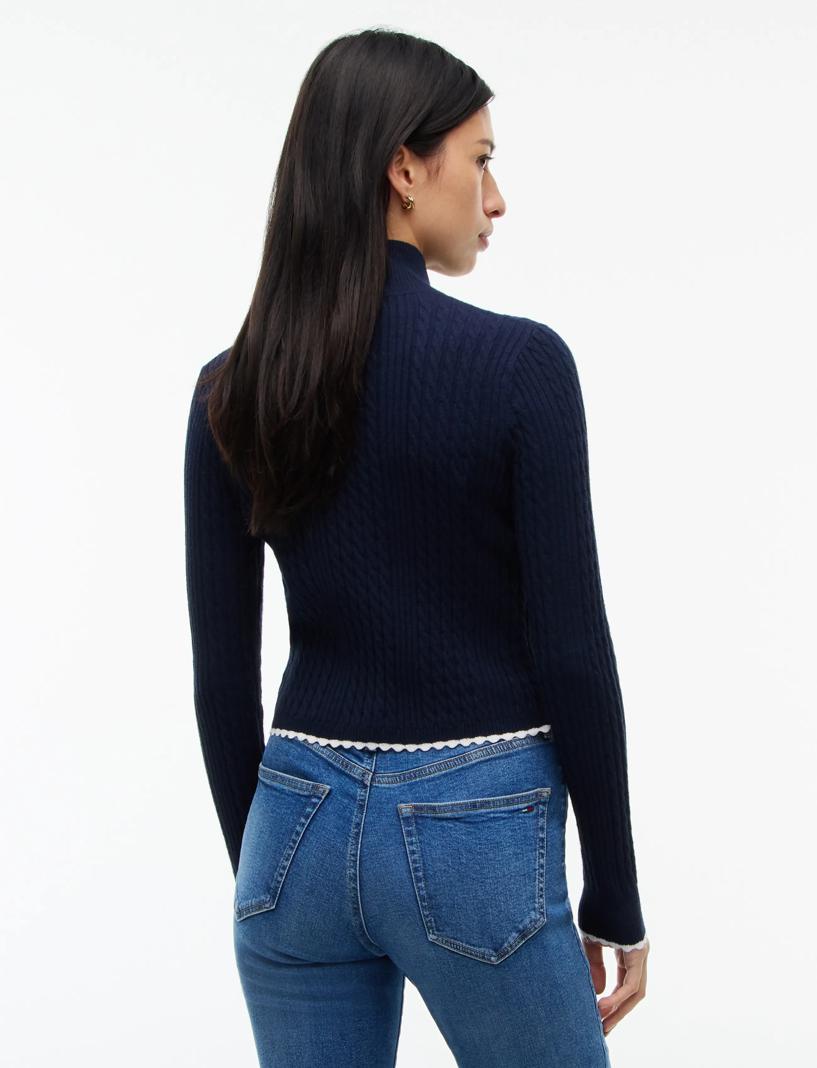 Tommy Jeans - TJW MICRO CABLE ZIPTHRU SWTR EXT - strickjacken - dark blue - 2