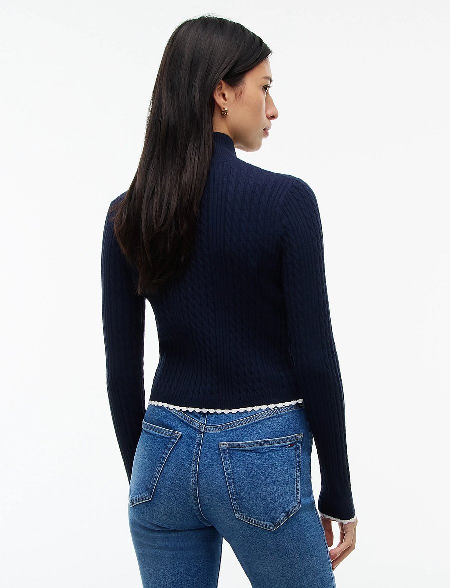 Tommy Jeans - TJW MICRO CABLE ZIPTHRU SWTR EXT - strickjacken - dark blue - 2
