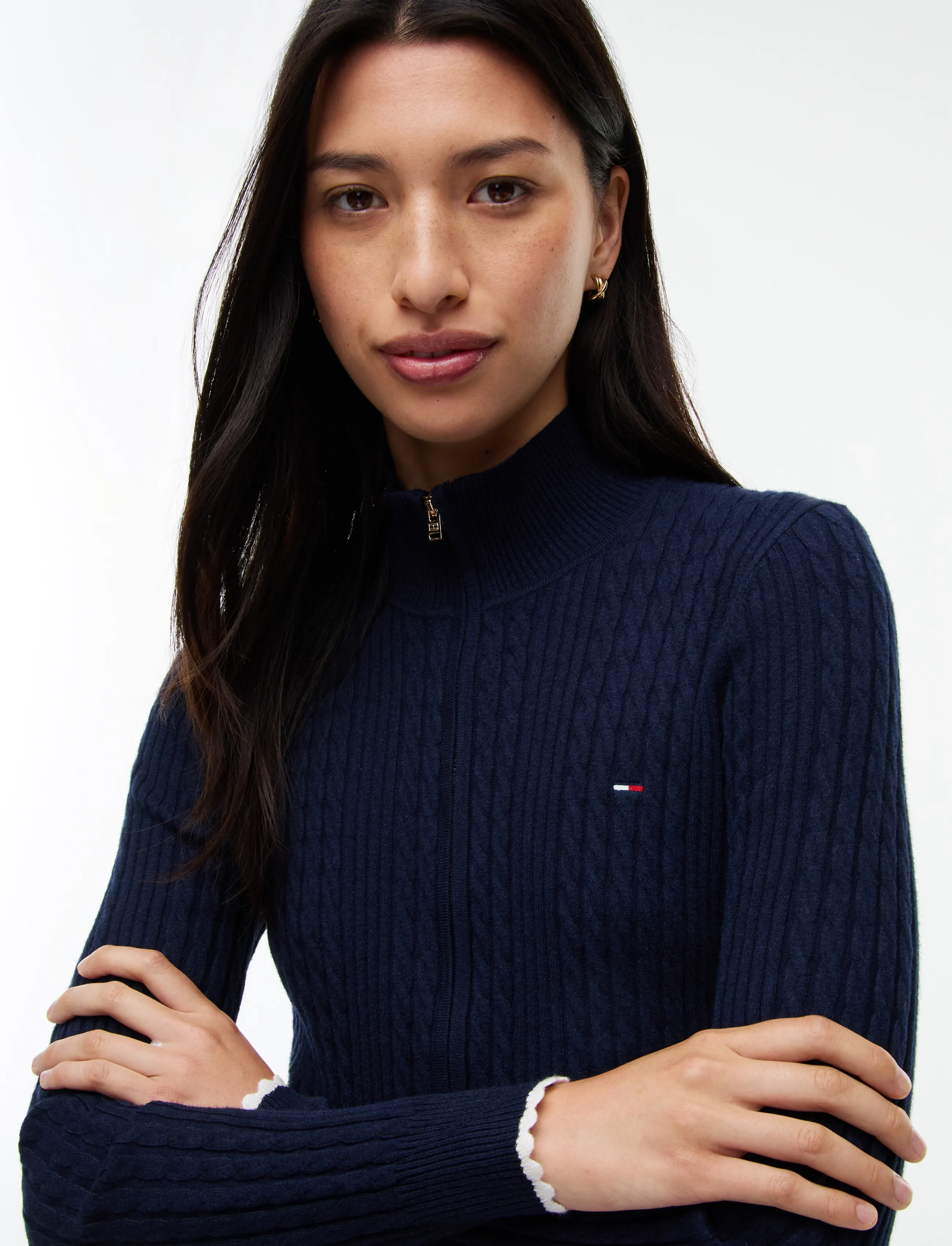 Tommy Jeans - TJW MICRO CABLE ZIPTHRU SWTR EXT - strickjacken - dark blue - 3
