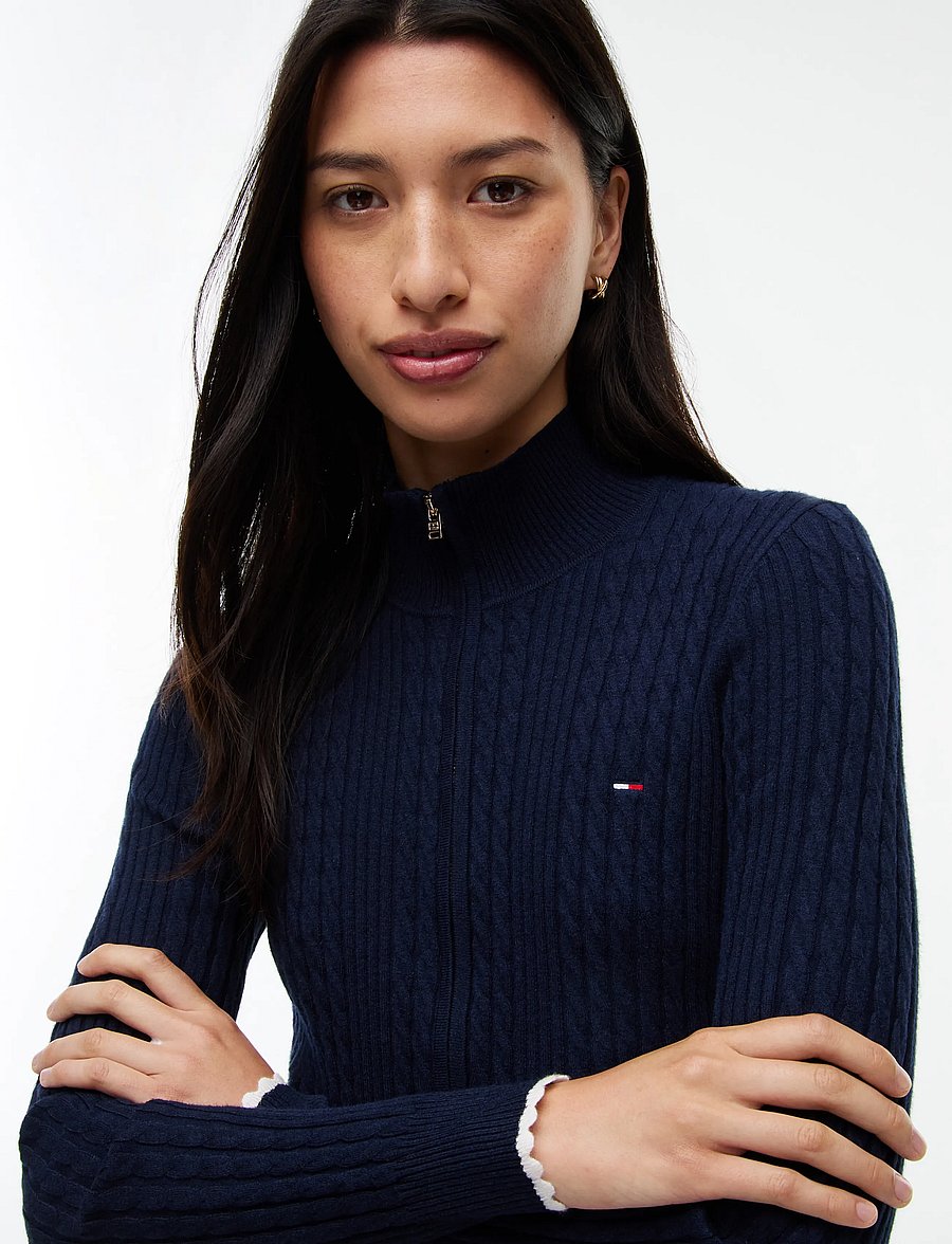 Tommy Jeans - TJW MICRO CABLE ZIPTHRU SWTR EXT - strickjacken - dark blue - 3