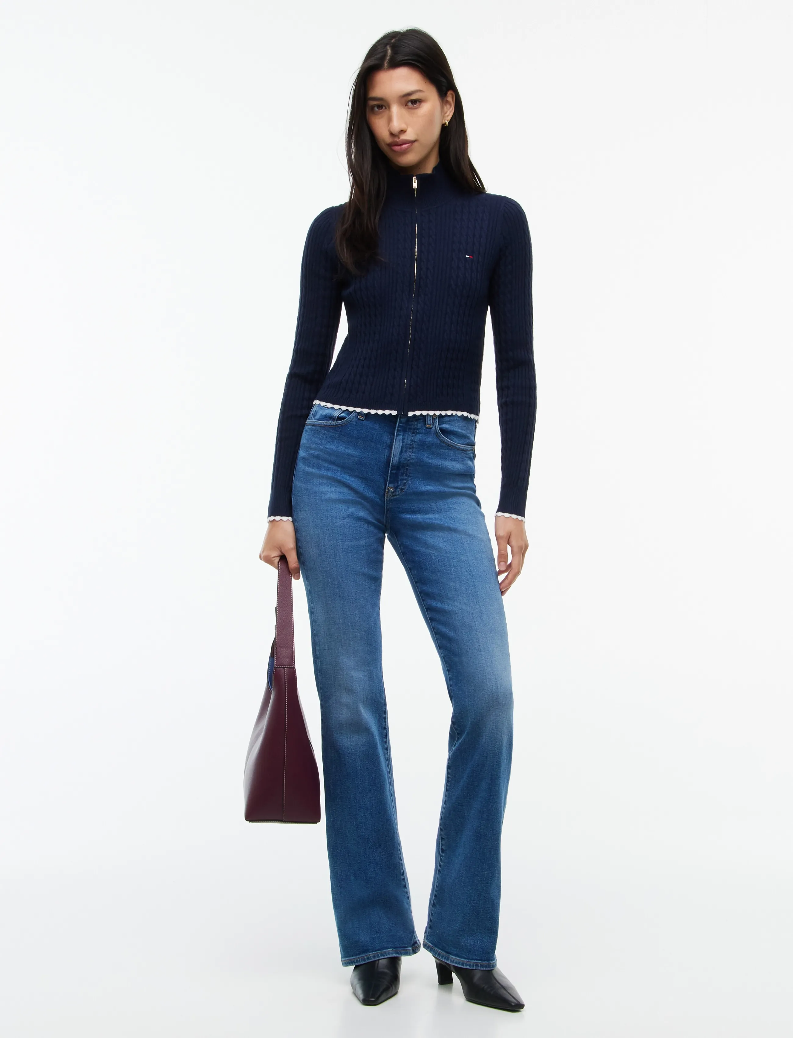 Tommy Jeans - TJW MICRO CABLE ZIPTHRU SWTR EXT - strickjacken - dark blue - 4