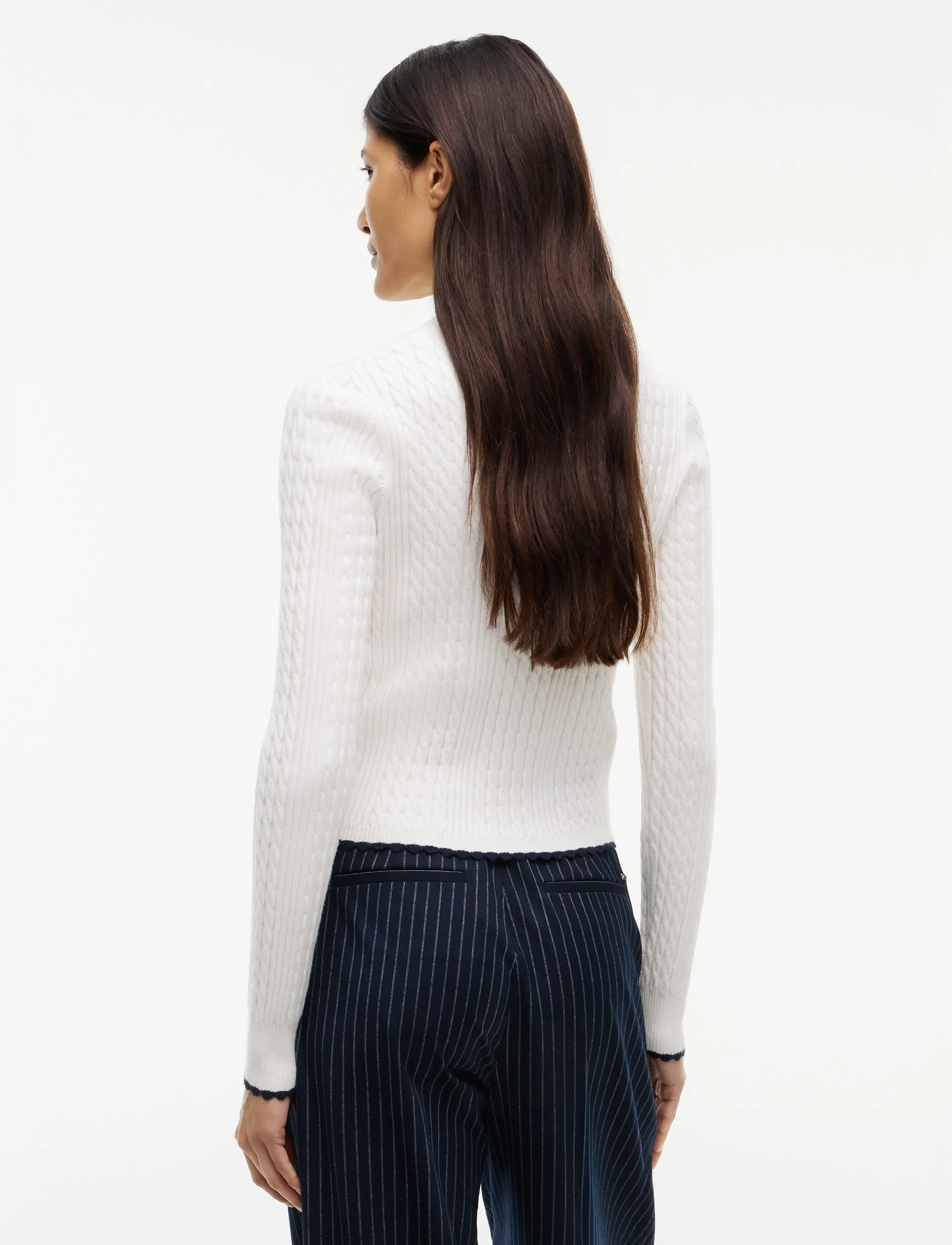 Tommy Jeans - TJW MICRO CABLE ZIPTHRU SWTR EXT - koftor - off white - 2