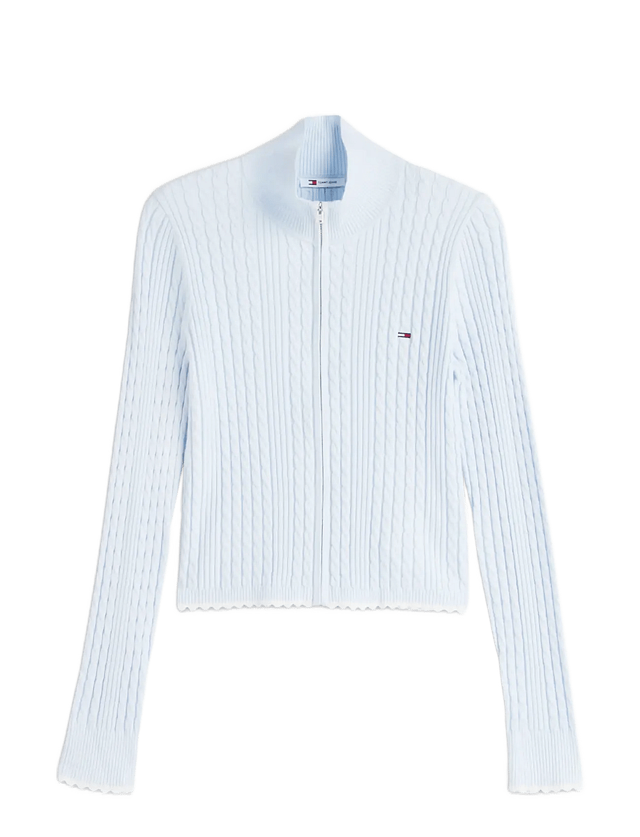 Tommy Jeans - TJW MICRO CABLE ZIPTHRU SWTR EXT - cardigans - sheer blue - 1