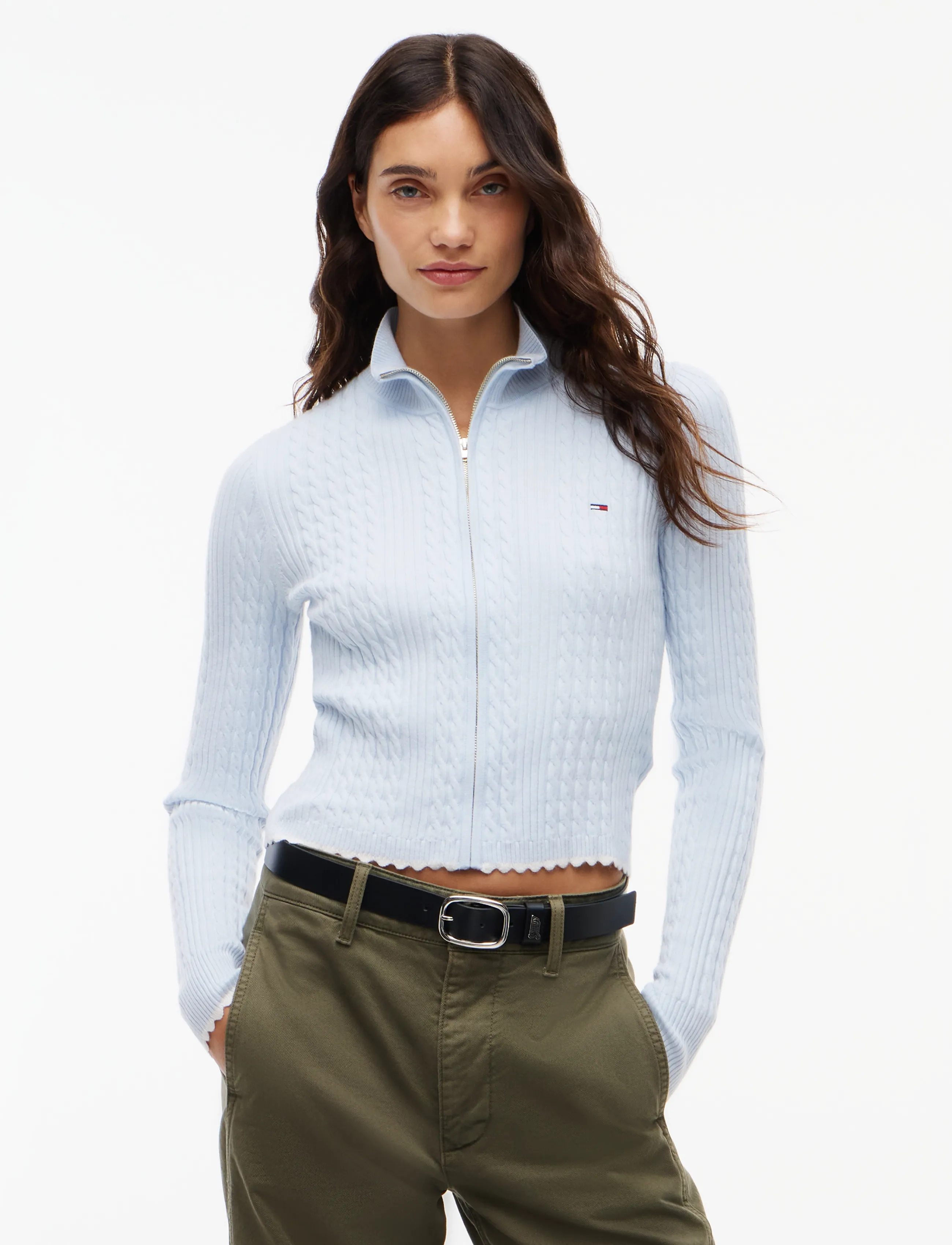 Tommy Jeans TJW MICRO CABLE ZIPTHRU SWTR EXT - Tommy Hilfiger - SHEER BLUE / blue
