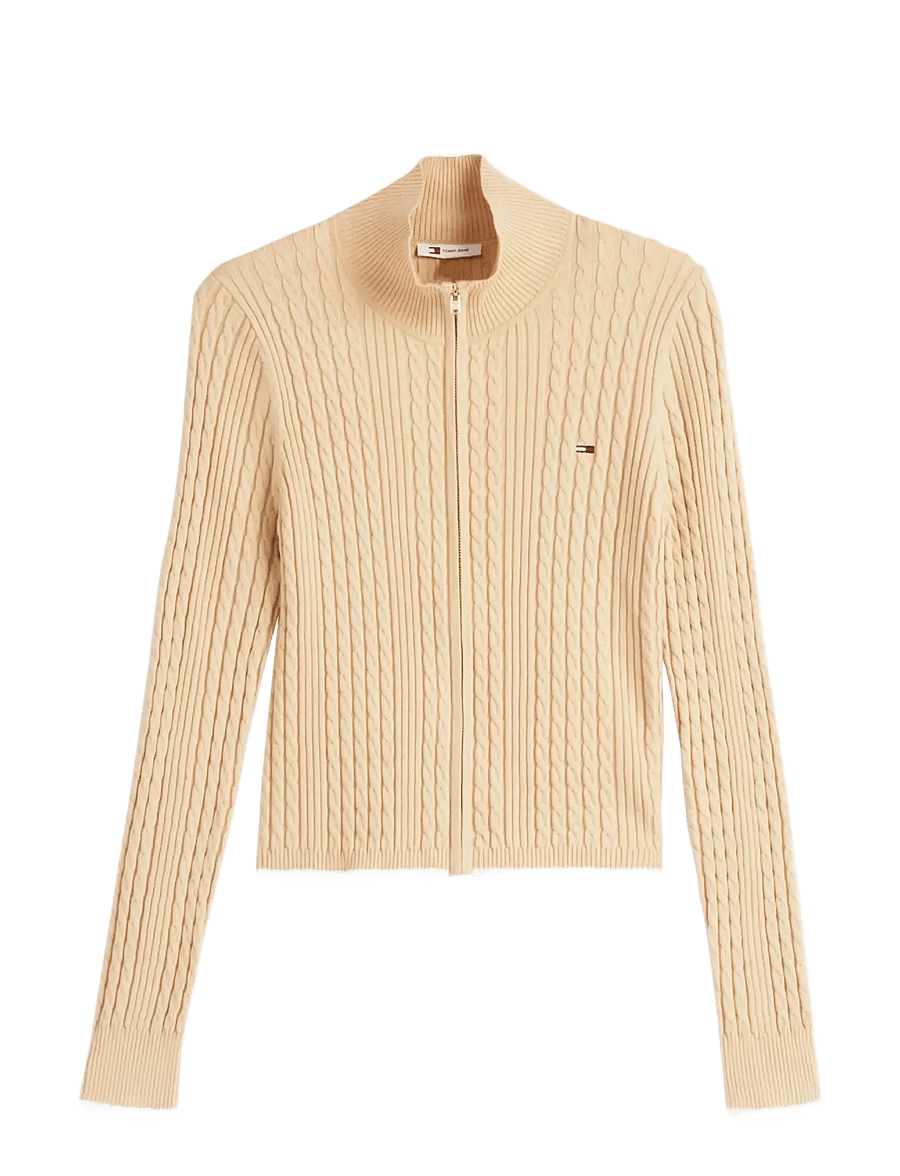 Tommy Jeans - TJW MICRO CABLE ZIPTHRU SWTR EXT - koftor - sunday pastry - 1