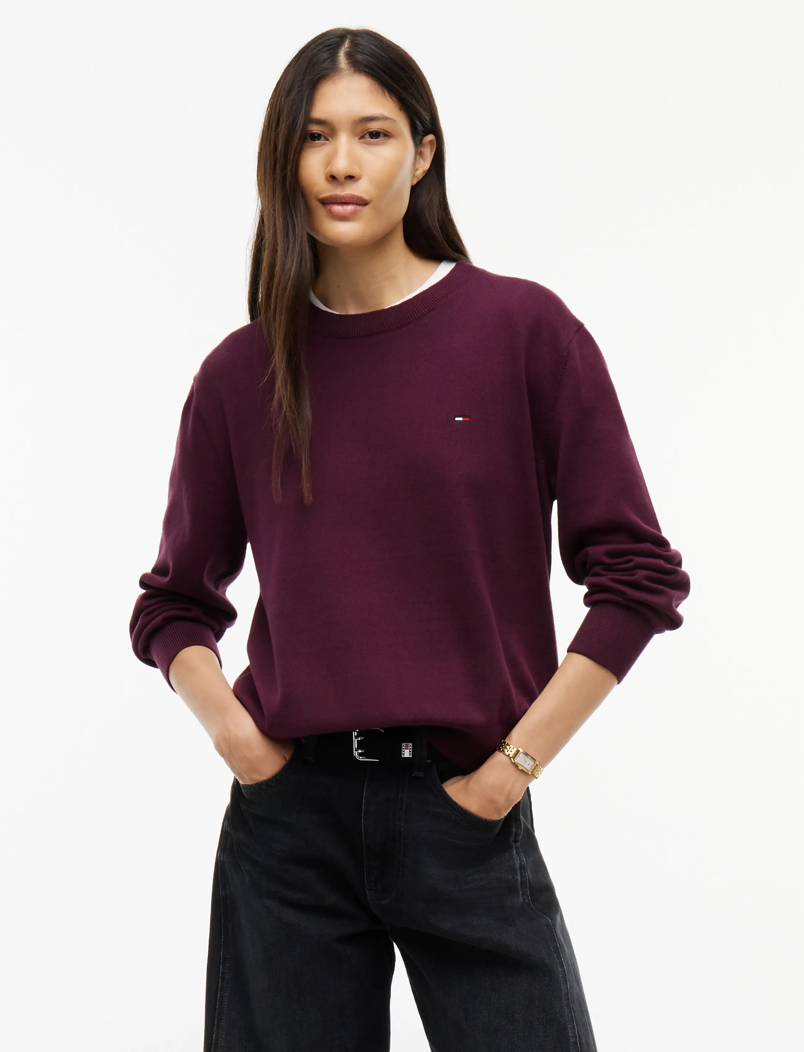 Tommy Jeans TJW ESSENTIAL CREW SWEATER EXT - Tommy Hilfiger - CALYPSO BERRY / burgundy