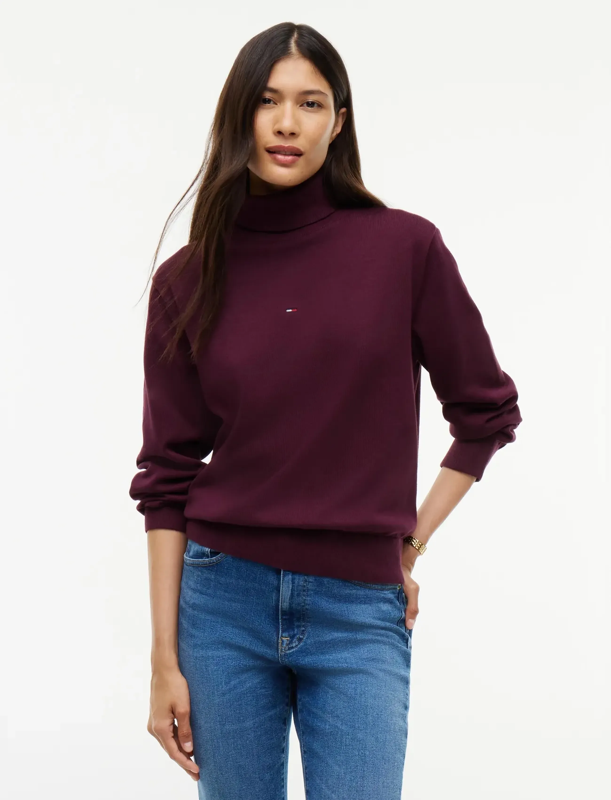 Tommy Jeans TJW ESSENTIAL TRTLNK SWEATER - Tommy Jeans - CALYPSO BERRY / burgundy