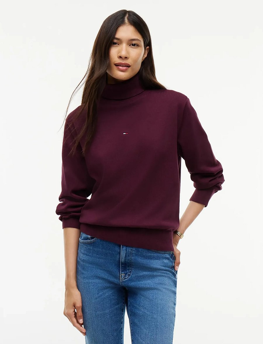 Tommy Jeans - TJW ESSENTIAL TRTLNK SWEATER - polotröjor - calypso berry - 0