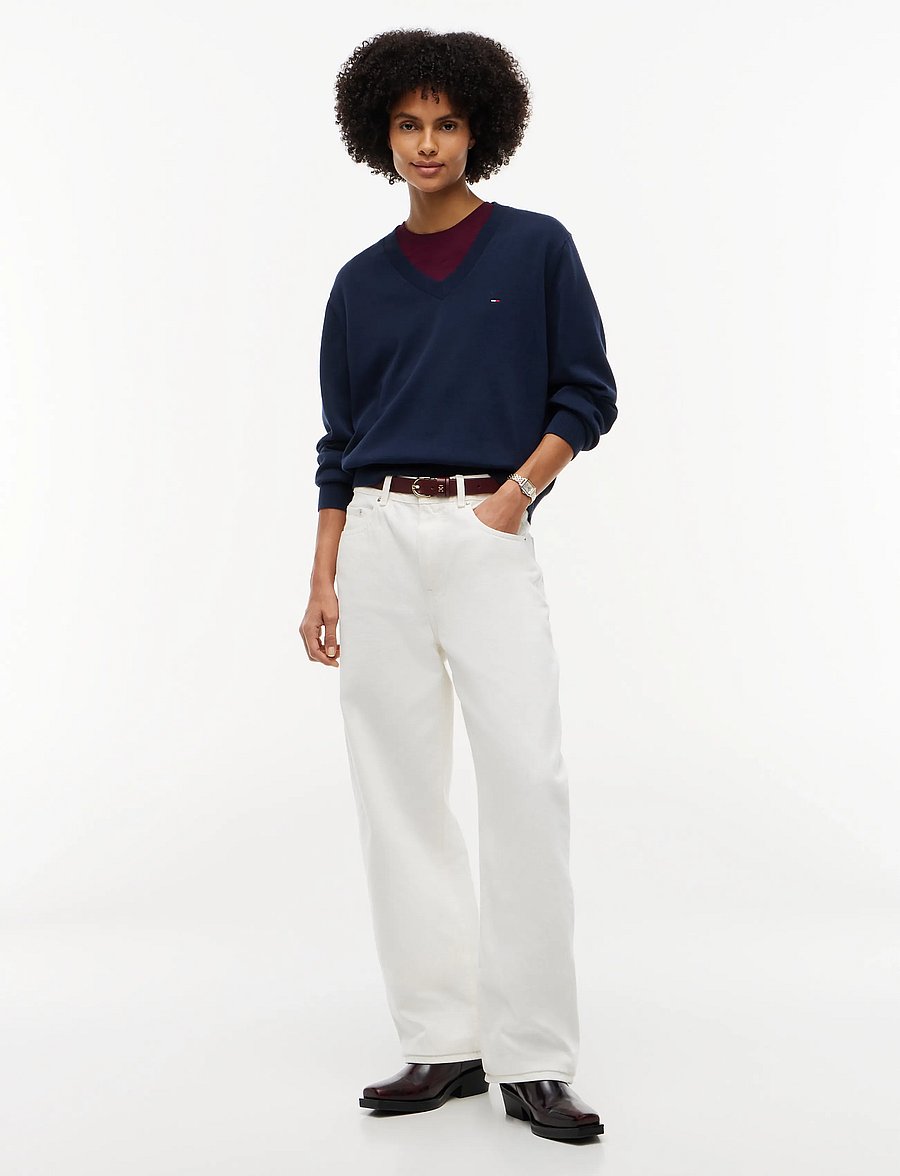 Tommy Jeans - TJW ESSENTIAL VNECK SWEATER EXT - stickade tröjor - dark blue - 4