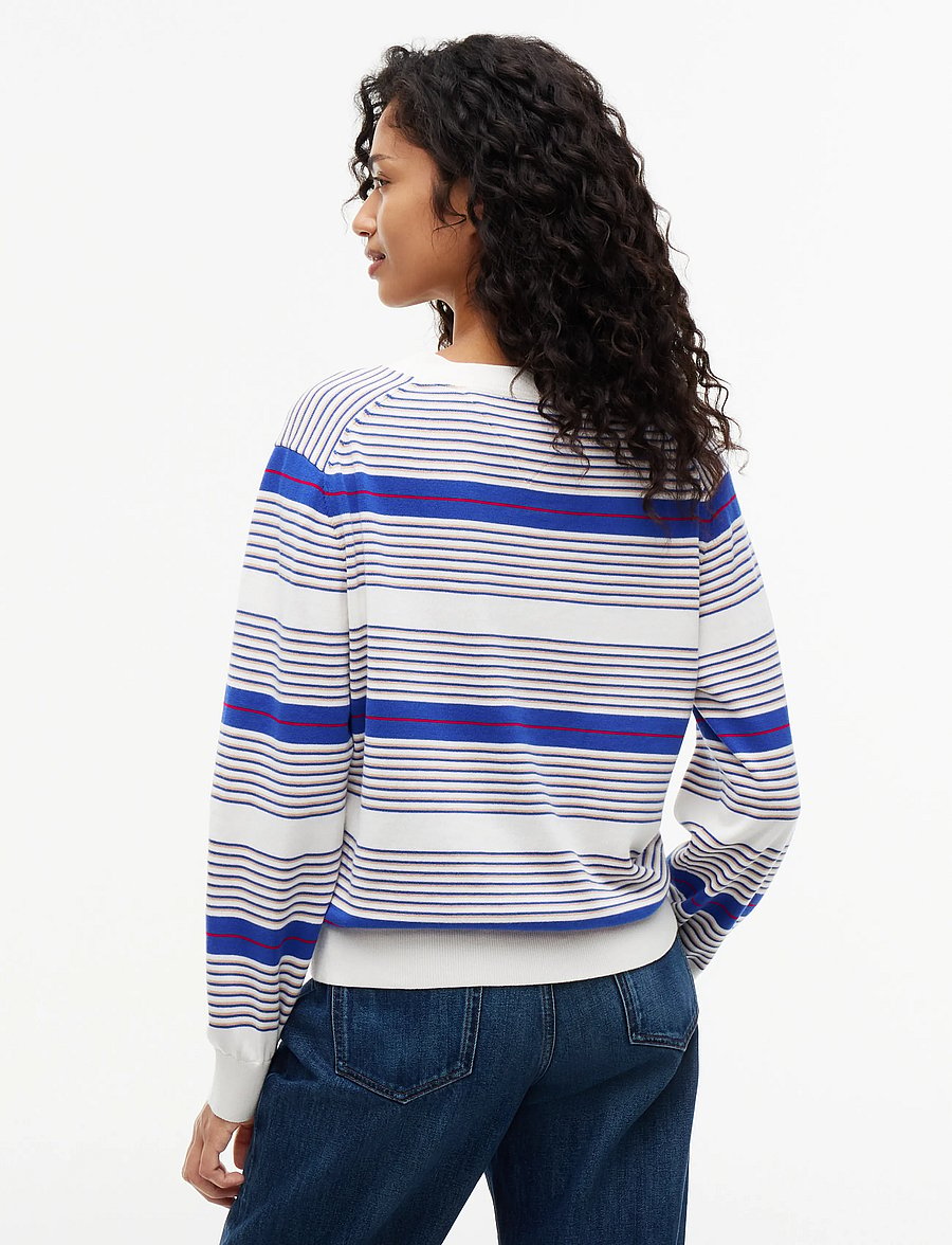 Tommy Jeans - TJW ESSENTIAL VNECK SWEATER EXT - stickade tröjor - noble blue stripe - 2