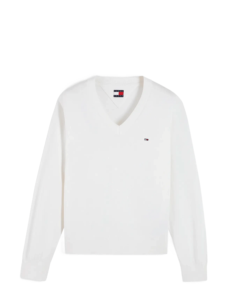 Tommy Jeans - TJW ESSENTIAL VNECK SWEATER EXT - striktrøjer - off white - 1