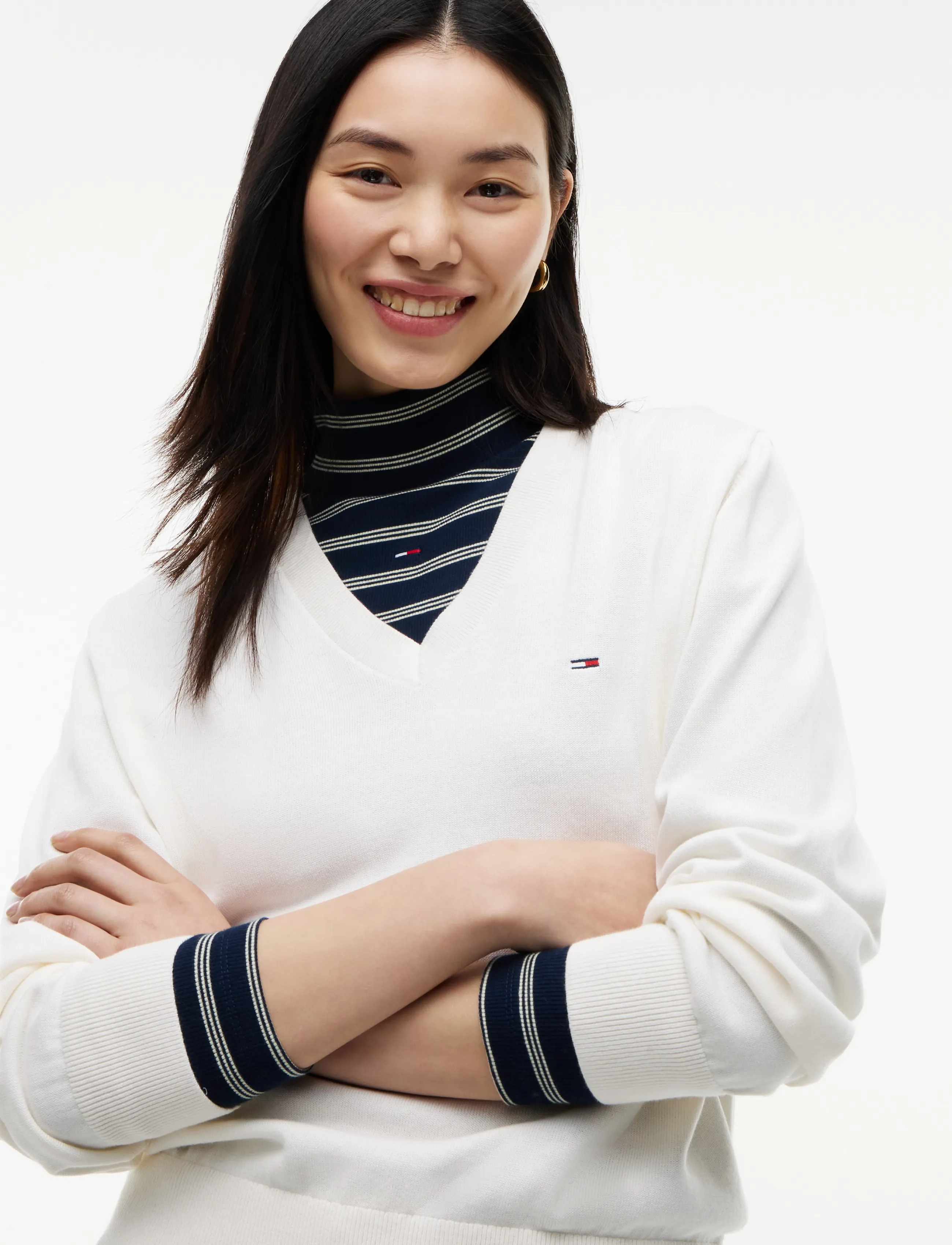 Tommy Jeans - TJW ESSENTIAL VNECK SWEATER EXT - striktrøjer - off white - 3