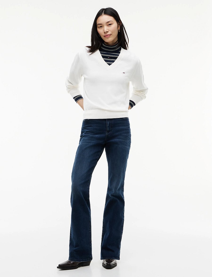 Tommy Jeans - TJW ESSENTIAL VNECK SWEATER EXT - striktrøjer - off white - 4