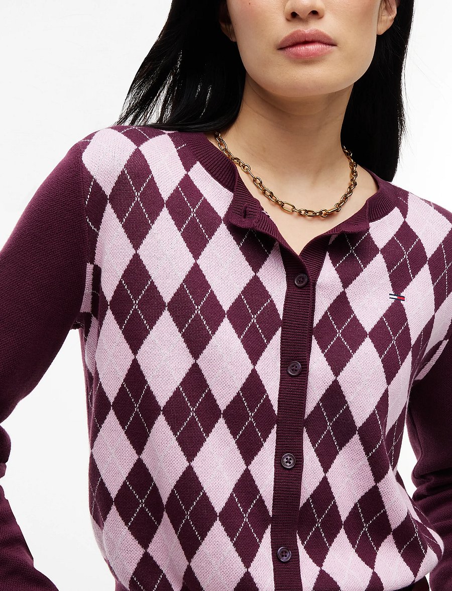 Tommy Jeans - TJW ESS CREW CARDIGAN ARGYLE EXT - koftor - calypso berry argyle - 3
