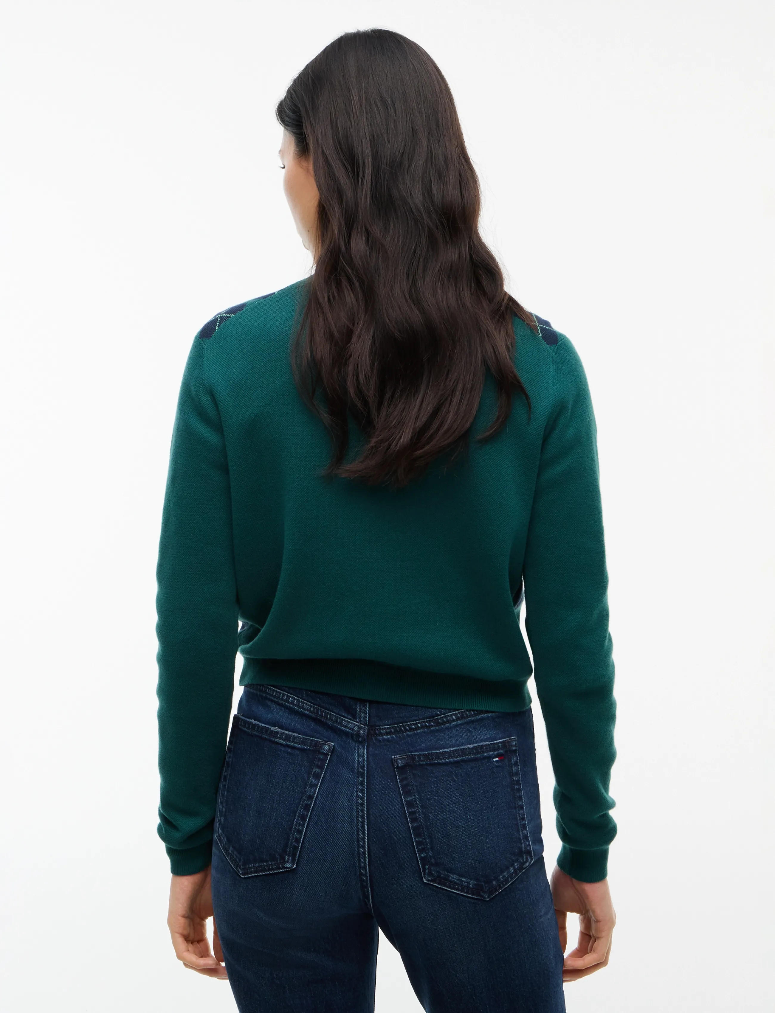 Tommy Jeans - TJW ESS CREW CARDIGAN ARGYLE EXT - koftor - elegant green   argyle - 2