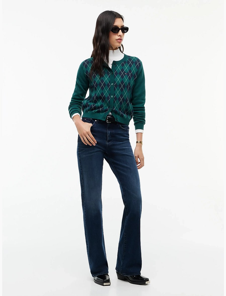 Tommy Jeans - TJW ESS CREW CARDIGAN ARGYLE EXT - koftor - elegant green argyle - 4