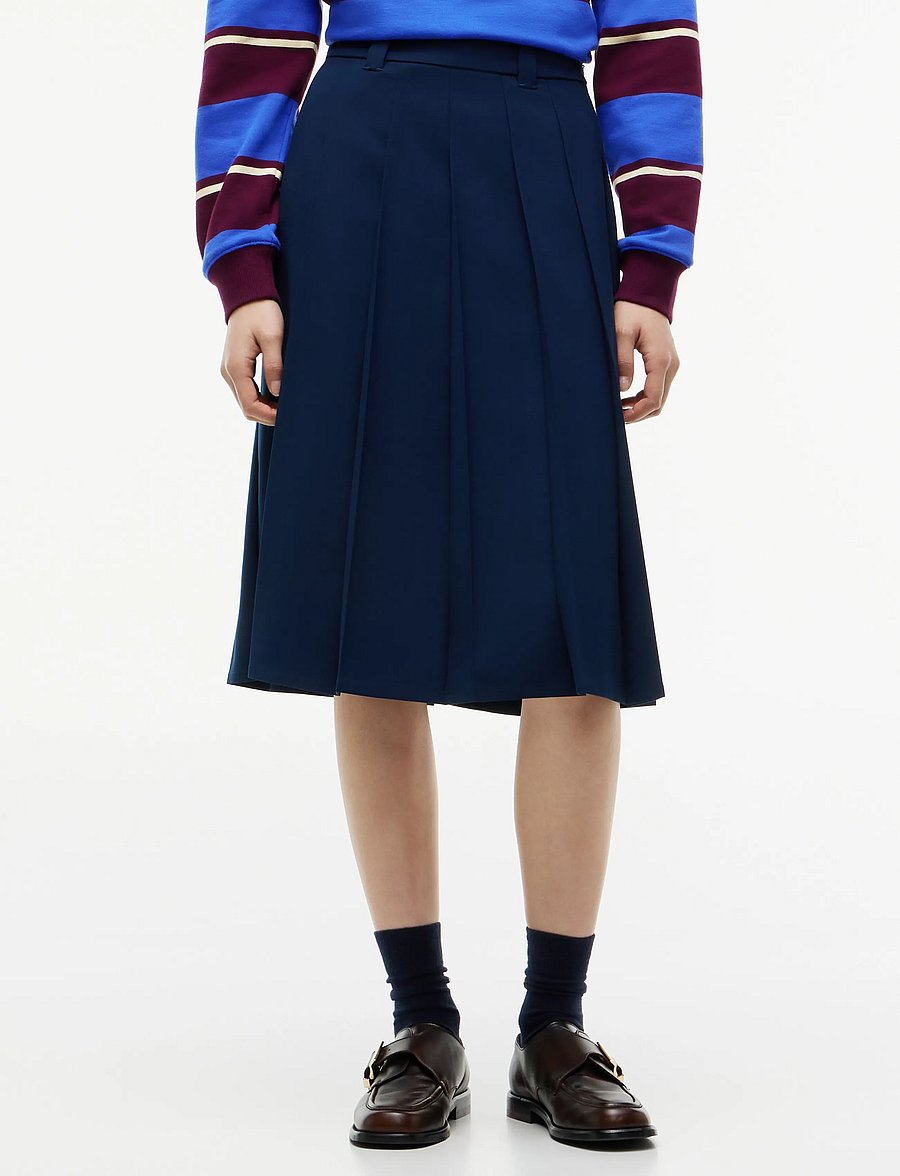 Tommy Jeans - TJW BELTED PLEATED SKIRT - faltenröcke - dark blue - 0