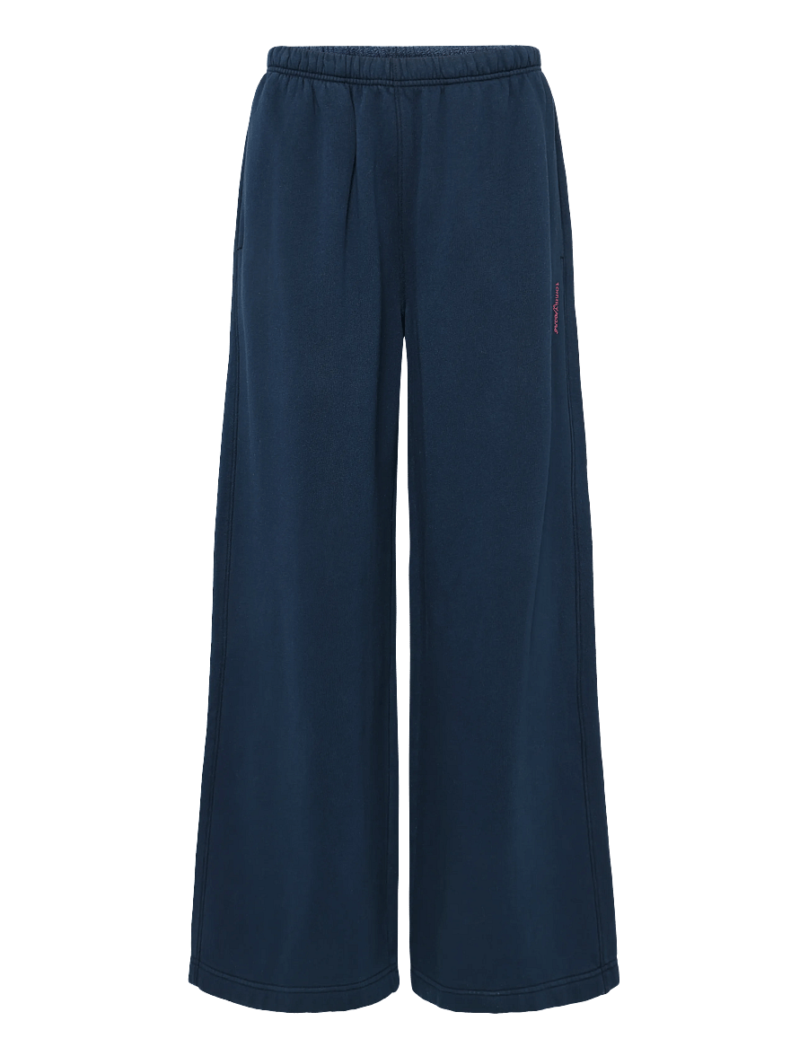 Tommy Jeans - TJW WIDE LEG SCRIPT SWEATPANTS - hverdags stil - dark blue - 0