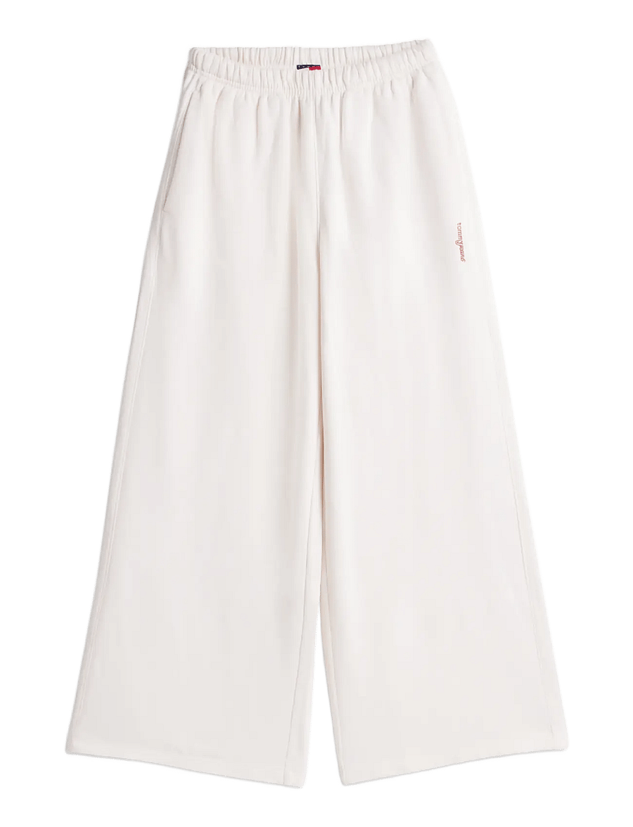 Tommy Jeans - TJW WIDE LEG SCRIPT SWEATPANTS - hverdags stil - off white - 1