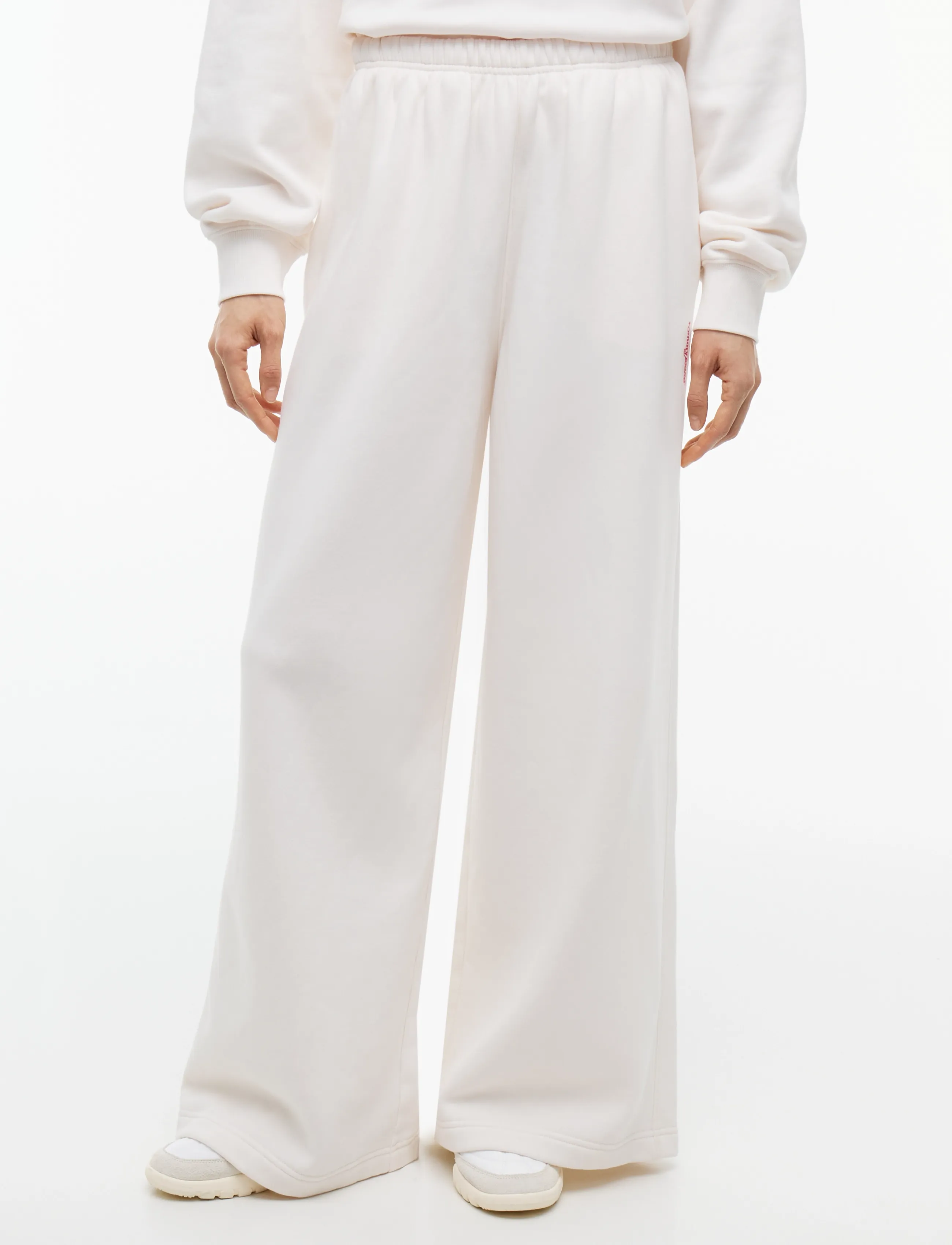 Tommy Jeans Tjw Wide Leg Script Sweatpants, Kvinder, Wide Leg Sweatpants, Cream, Str: XS
