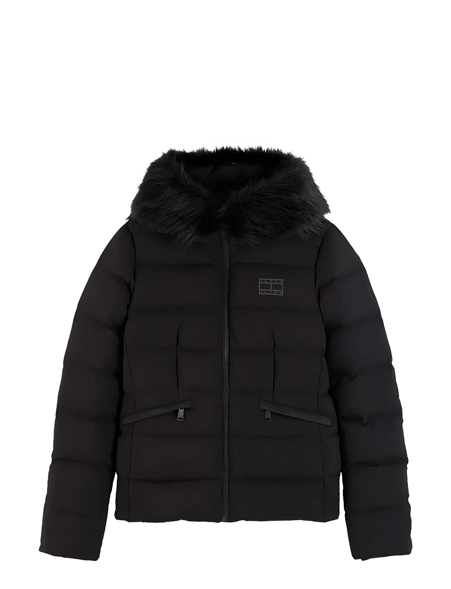 Tommy Jeans - TJW SLIM HOOD PUFFER DOWN EXT - vinterjakker - black - 1