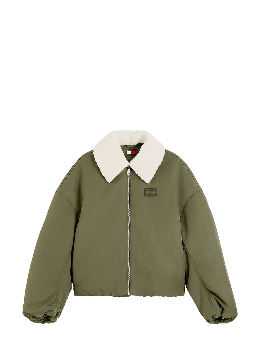 Tommy Jeans - TJW FUR COLLAR UTILITY BOMBER - frühlingsjacken - dark greenery - 1