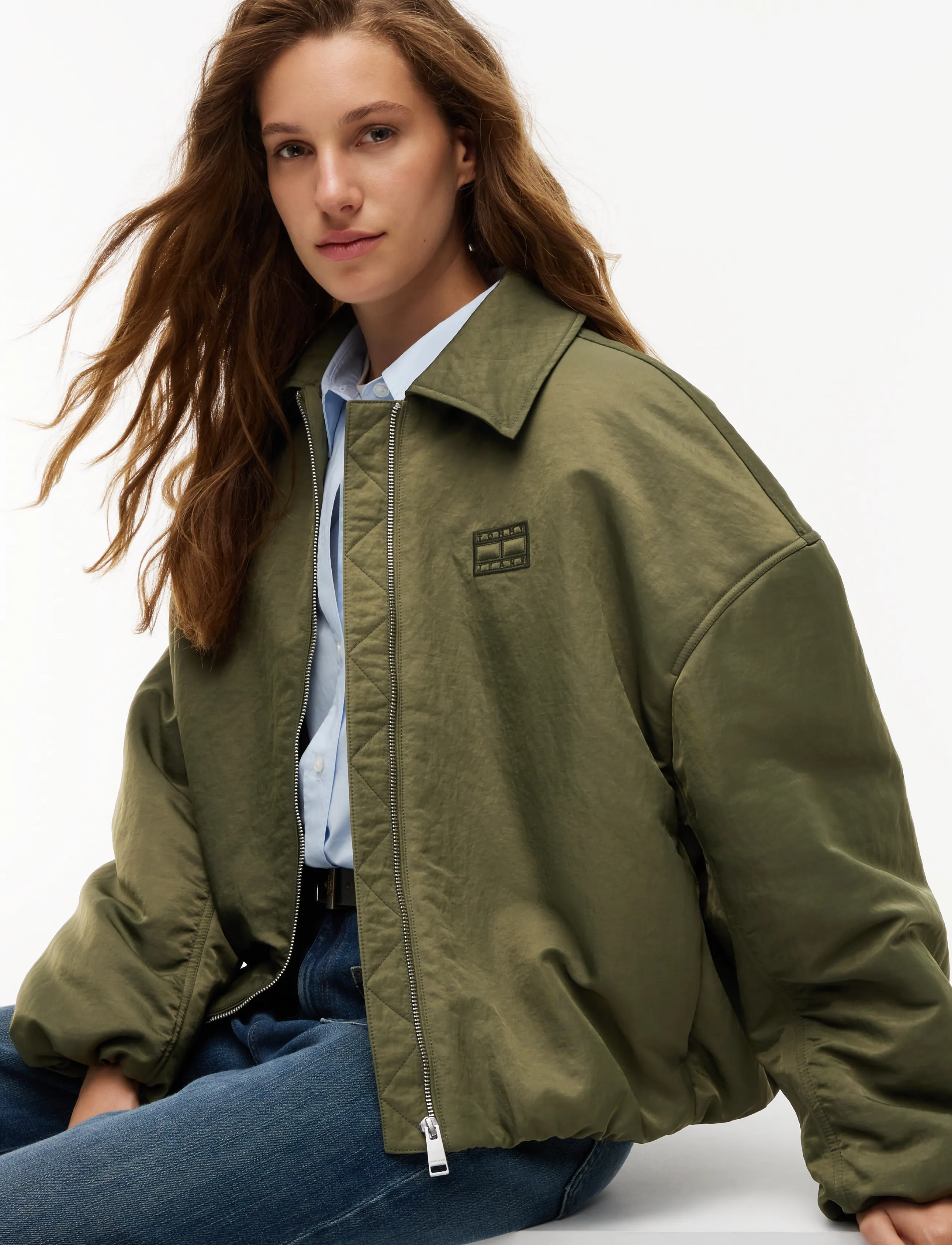Tommy Jeans - TJW FUR COLLAR UTILITY BOMBER - frühlingsjacken - dark greenery - 3