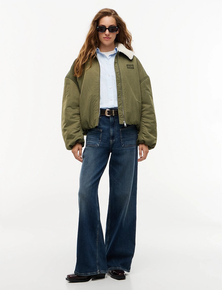 Tommy Jeans - TJW FUR COLLAR UTILITY BOMBER - frühlingsjacken - dark greenery - 4
