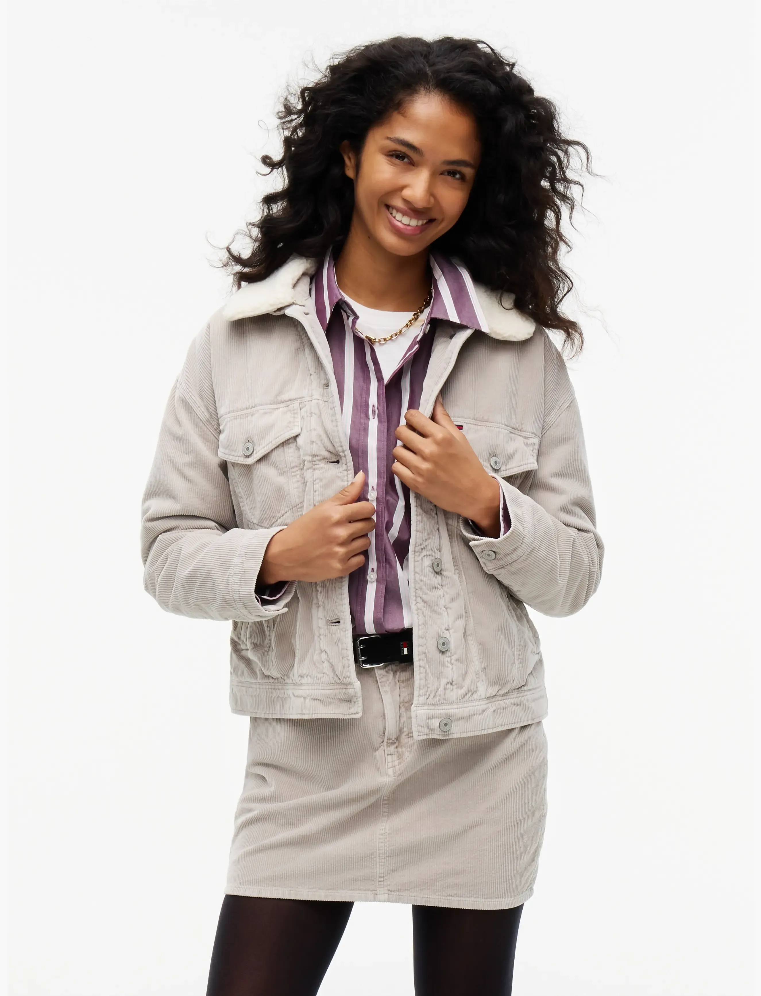 Tommy Jeans TJW CORD TRUCKER JACKET - Tommy Jeans - LIMESTONE DUST / beige