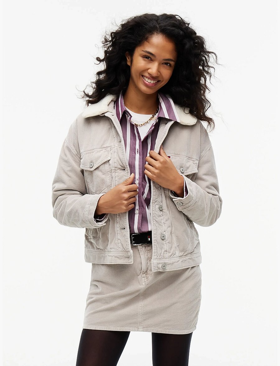 Tommy Jeans - TJW CORD TRUCKER JACKET - utility-jakker - limestone dust - 0