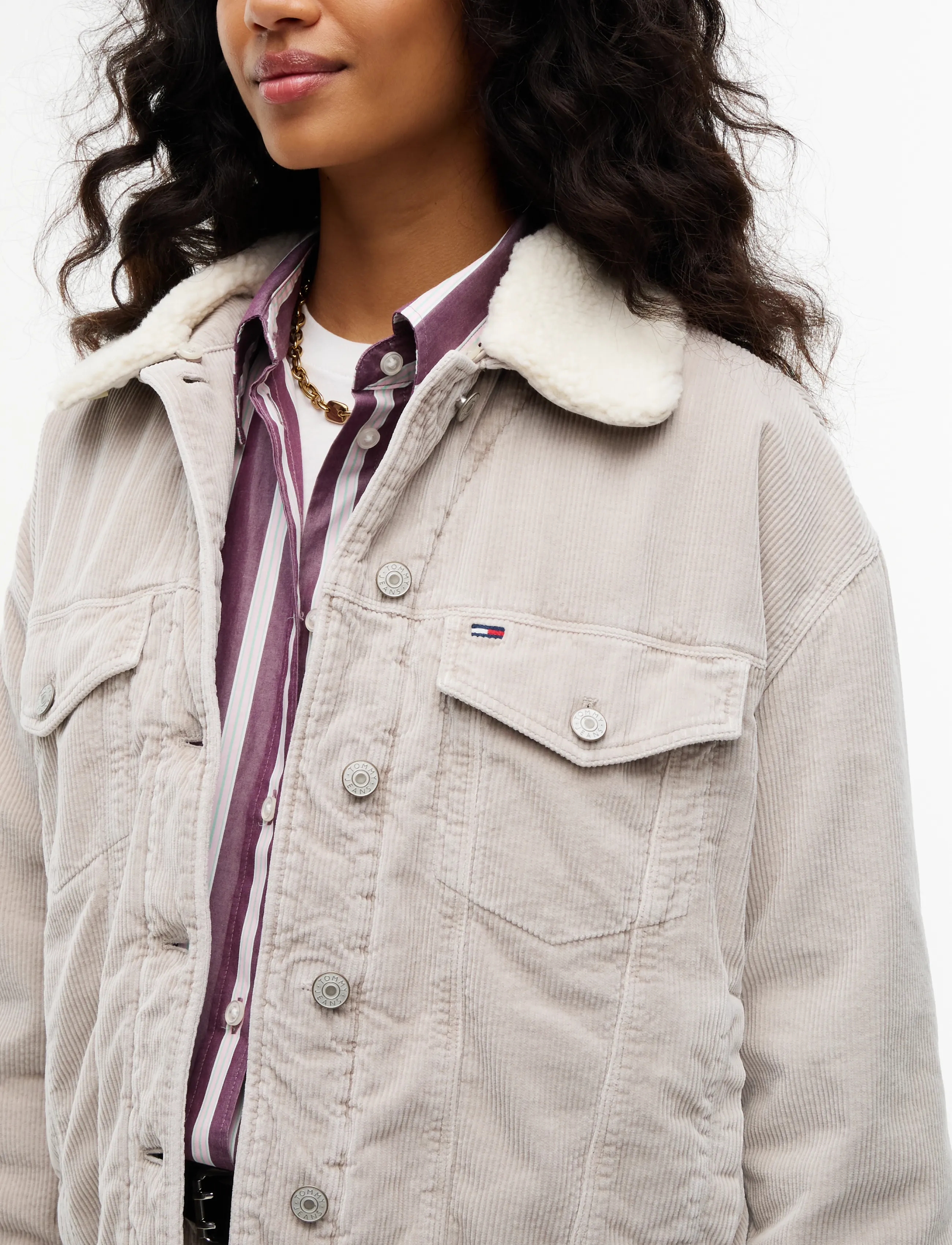 Tommy Jeans - TJW CORD TRUCKER JACKET - utility-jakker - limestone dust - 5
