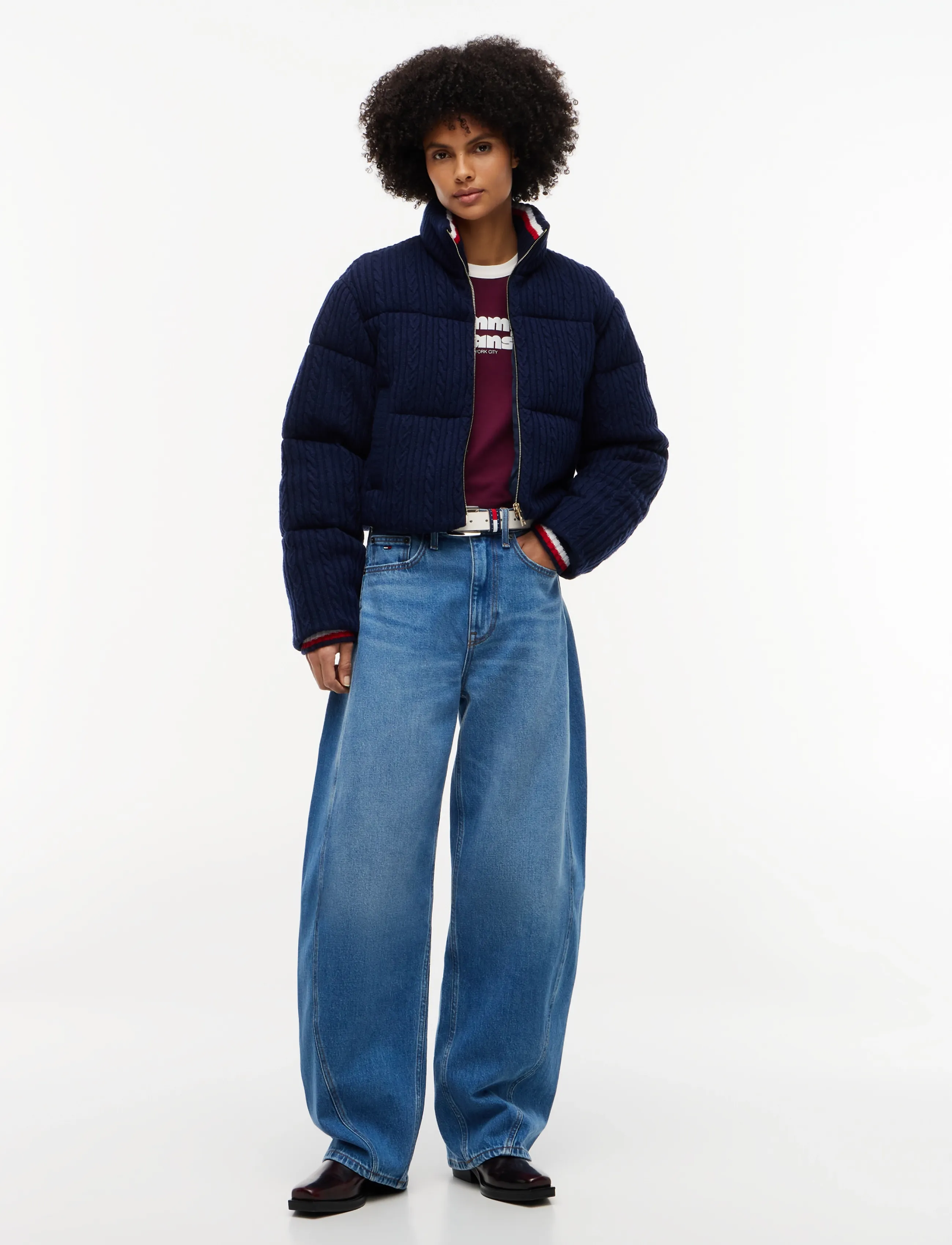 Tommy Jeans - TJW CABLE KNIT PUFFER - dark blue - 4