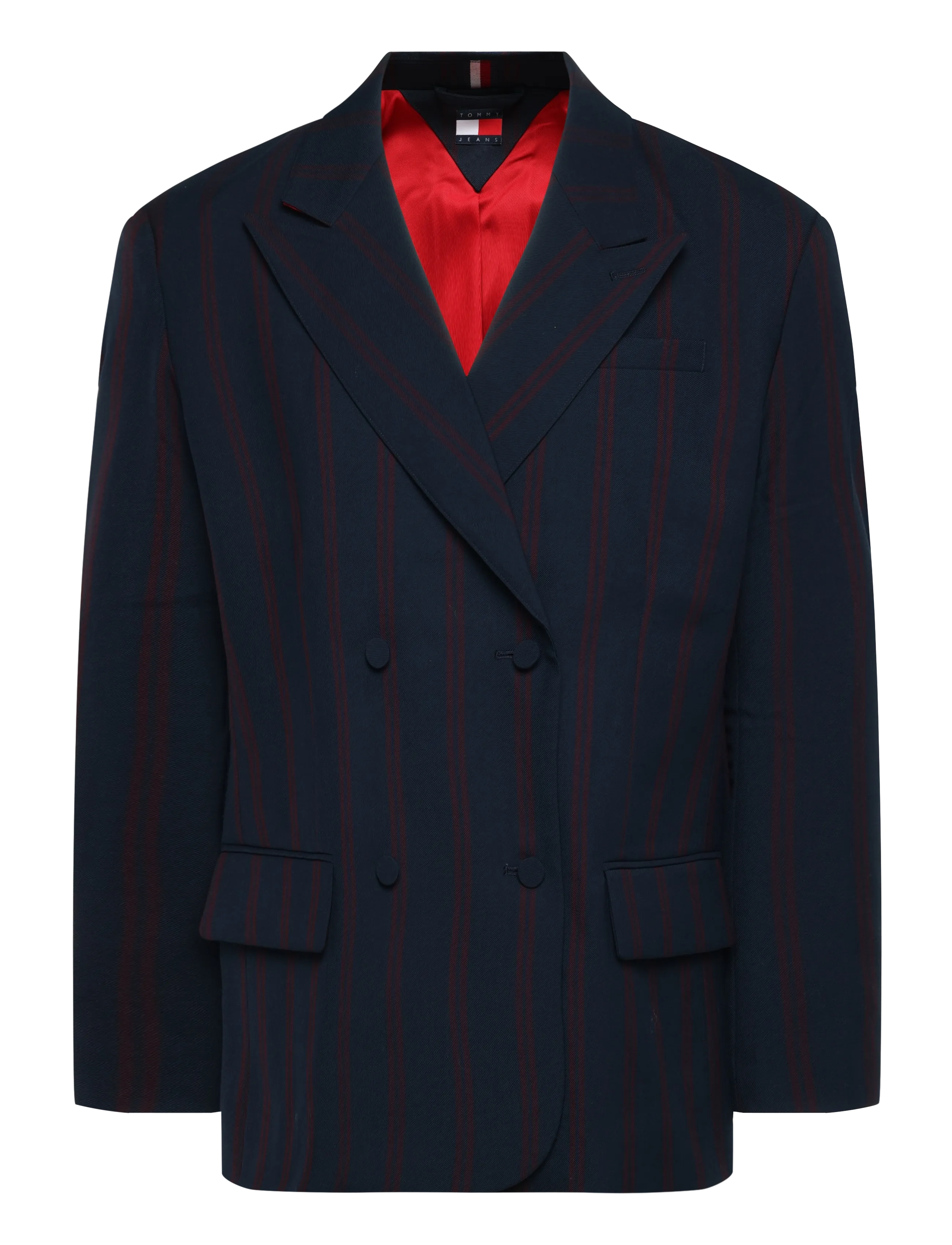 Tommy Jeans TJW COLLEGIATE BLAZER - Double breasted blazers - DARK BLUE   STRIPE / navy
