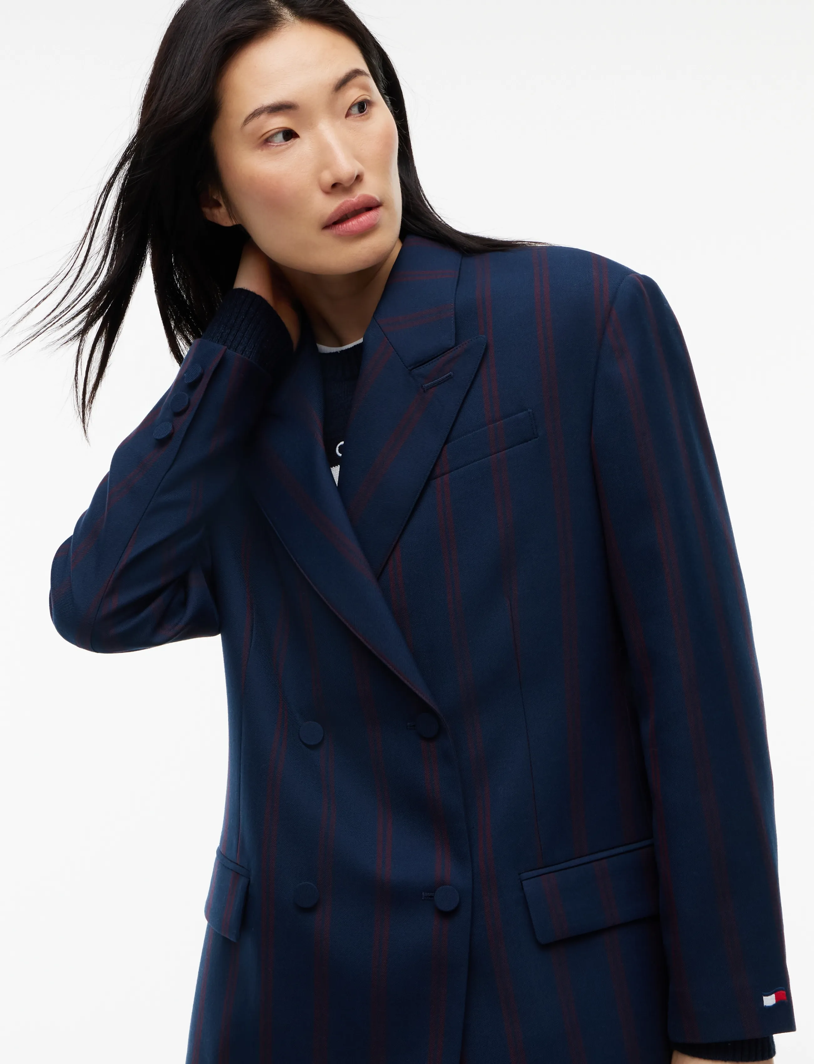 Tommy Jeans - TJW COLLEGIATE BLAZER - double breasted blazers - dark blue   stripe - 4