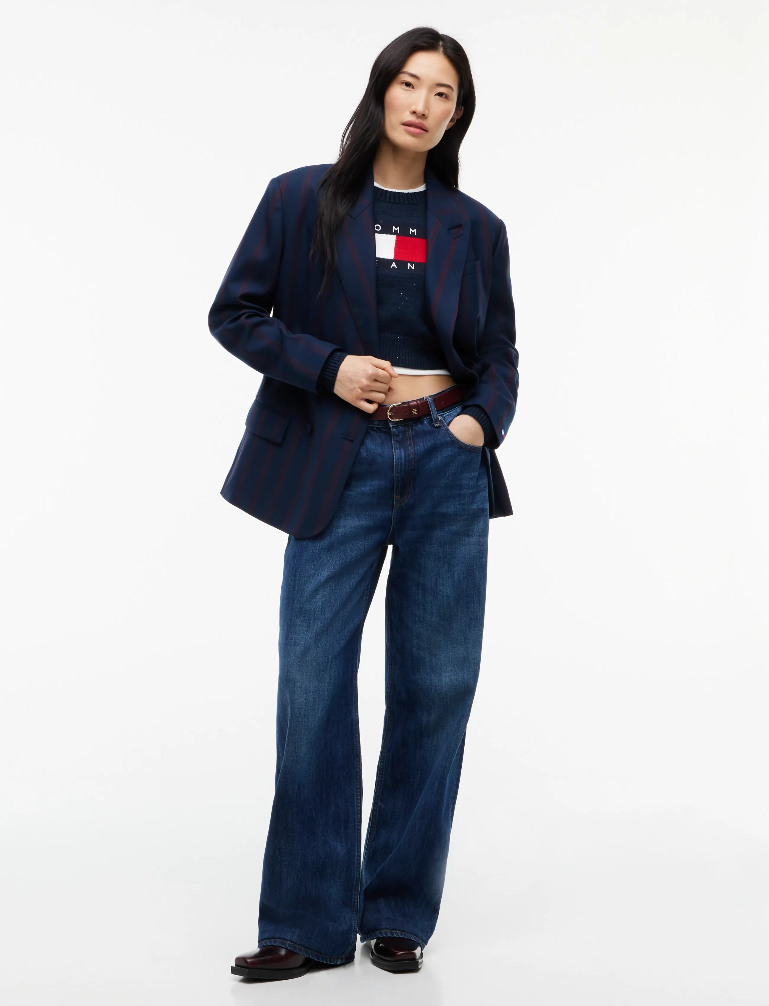 Tommy Jeans - TJW COLLEGIATE BLAZER - double breasted blazers - dark blue   stripe - 5