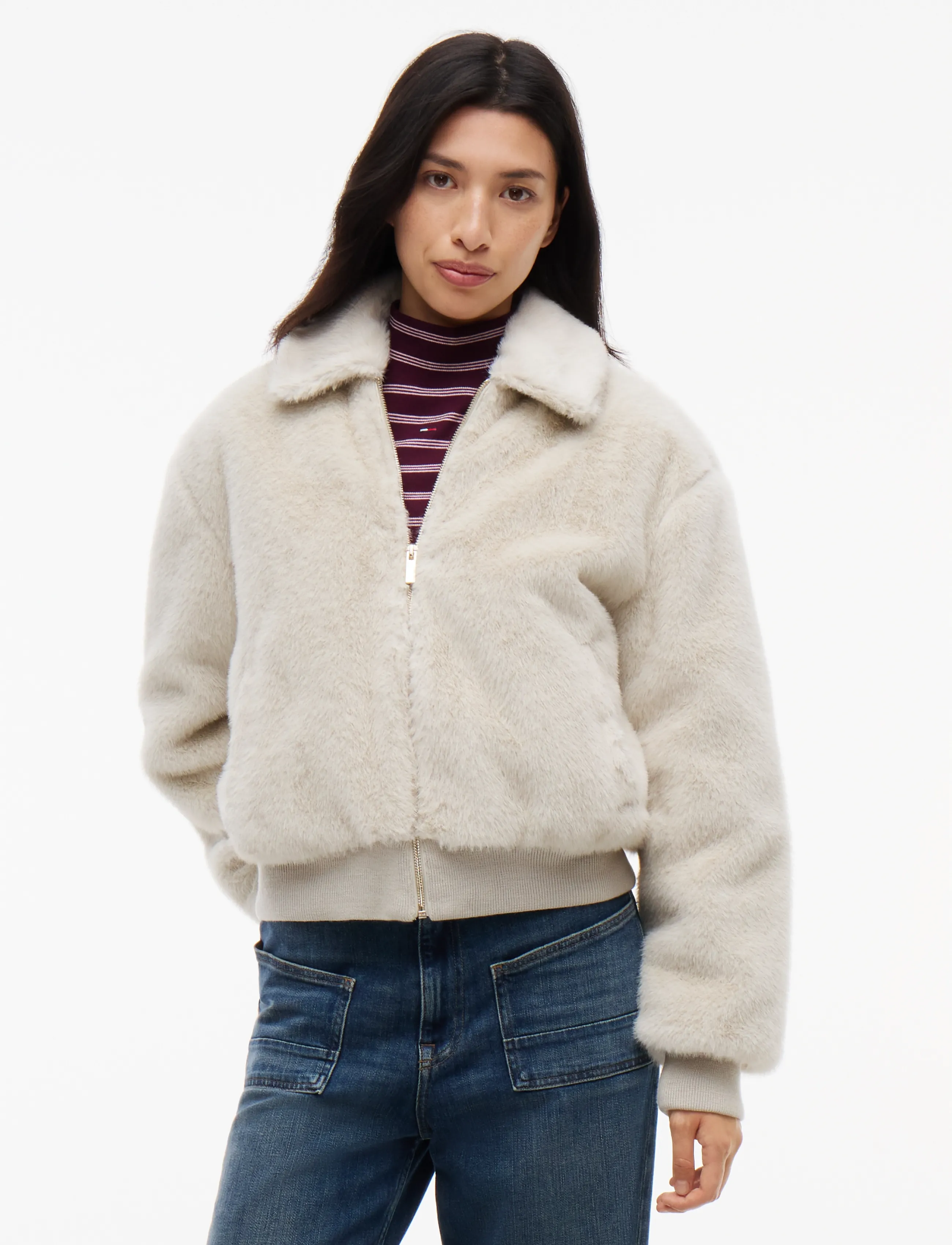 Tommy Jeans TJW FAUX FUR JACKET EXT - Tommy Hilfiger - LIMESTONE DUST / beige