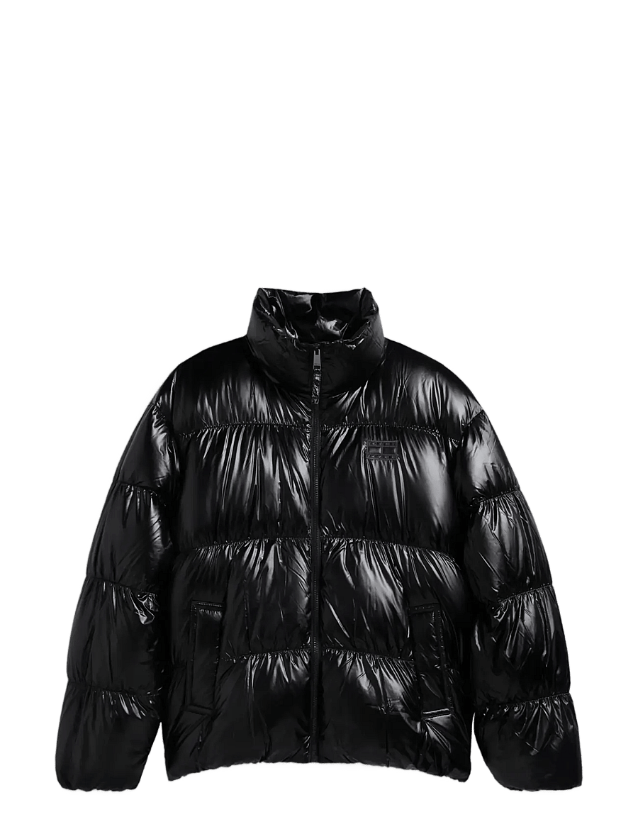 Tommy Jeans - TJW HIGH NECK SHINY PUFFER DOWN - winter jackets - black - 1