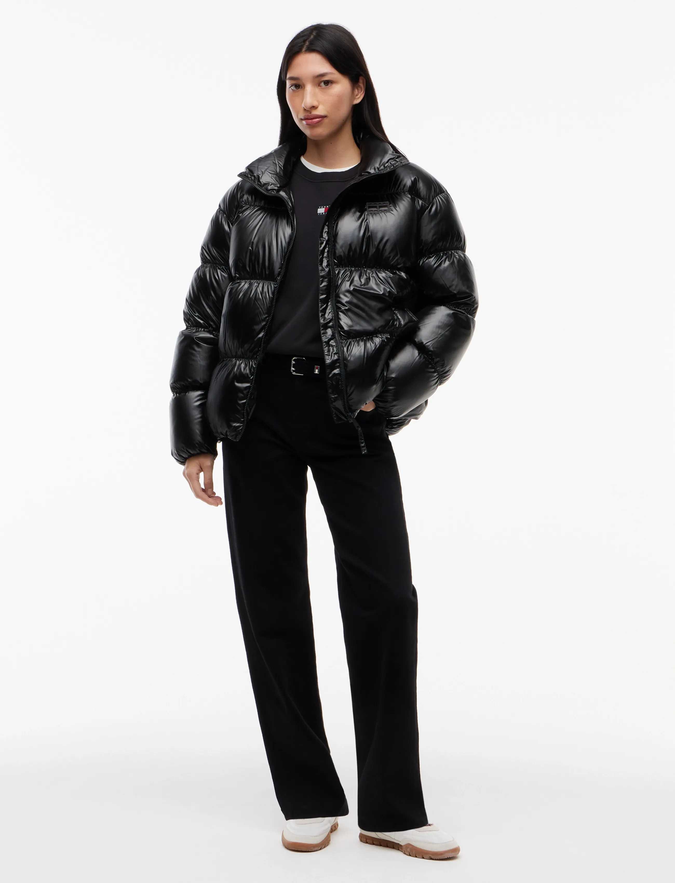 Tommy Jeans - TJW HIGH NECK SHINY PUFFER DOWN - winter jackets - black - 4