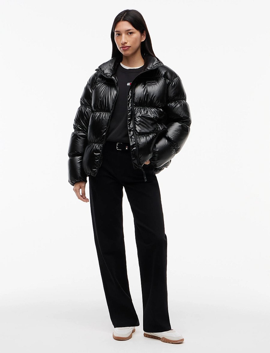 Tommy Jeans - TJW HIGH NECK SHINY PUFFER DOWN - winter jackets - black - 4