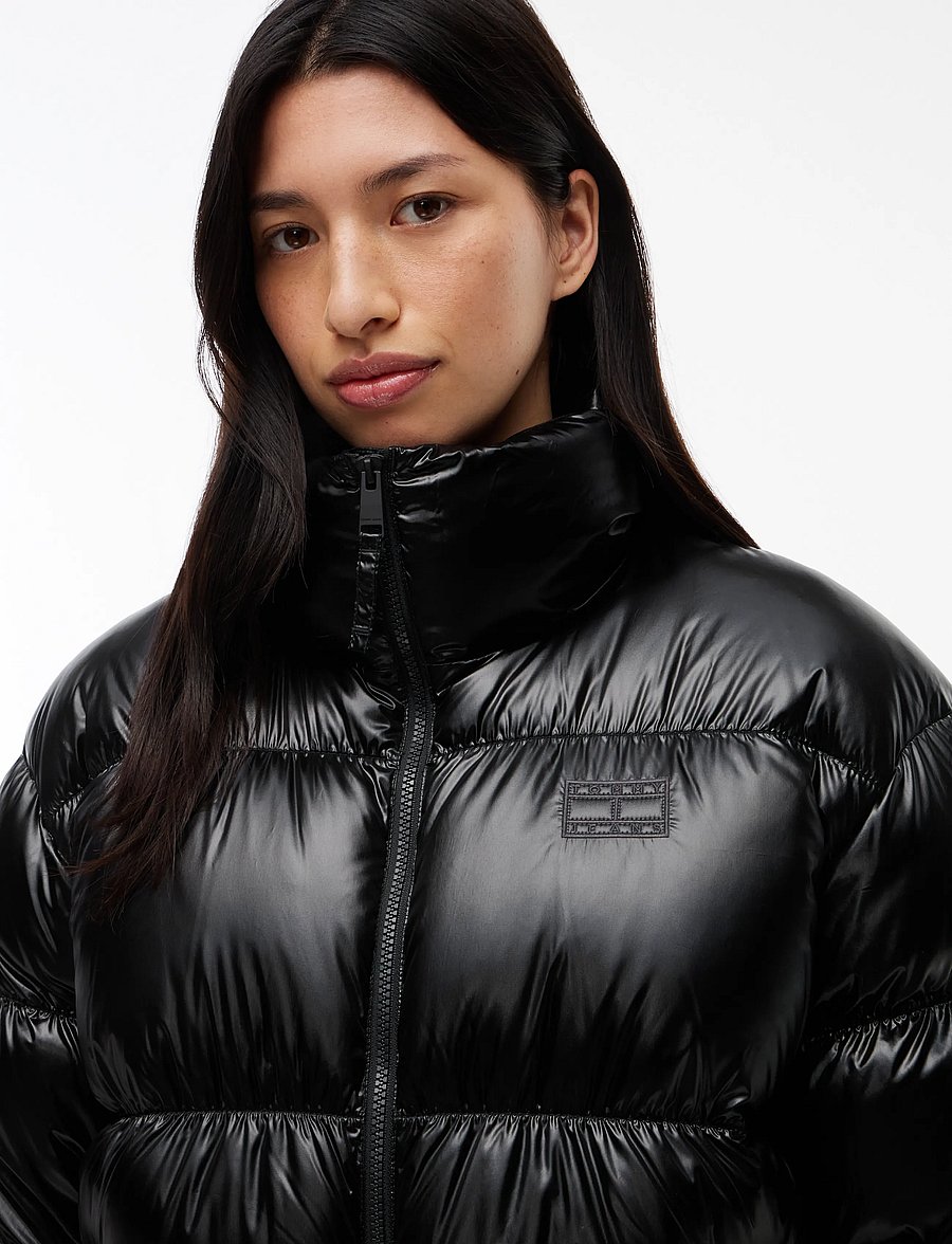 Tommy Jeans - TJW HIGH NECK SHINY PUFFER DOWN - winter jackets - black - 5