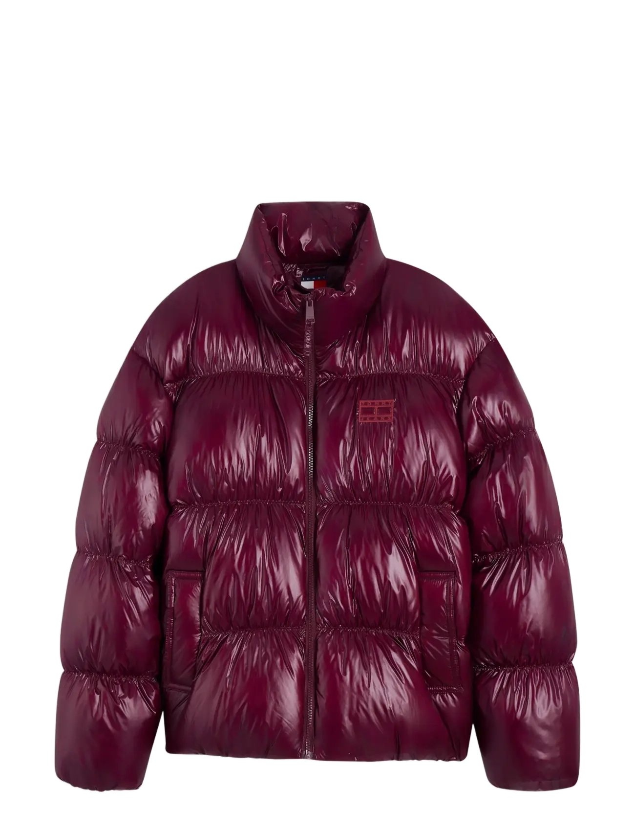 Tommy Jeans - TJW HIGH NECK SHINY PUFFER DOWN - winter jackets - calypso berry - 1