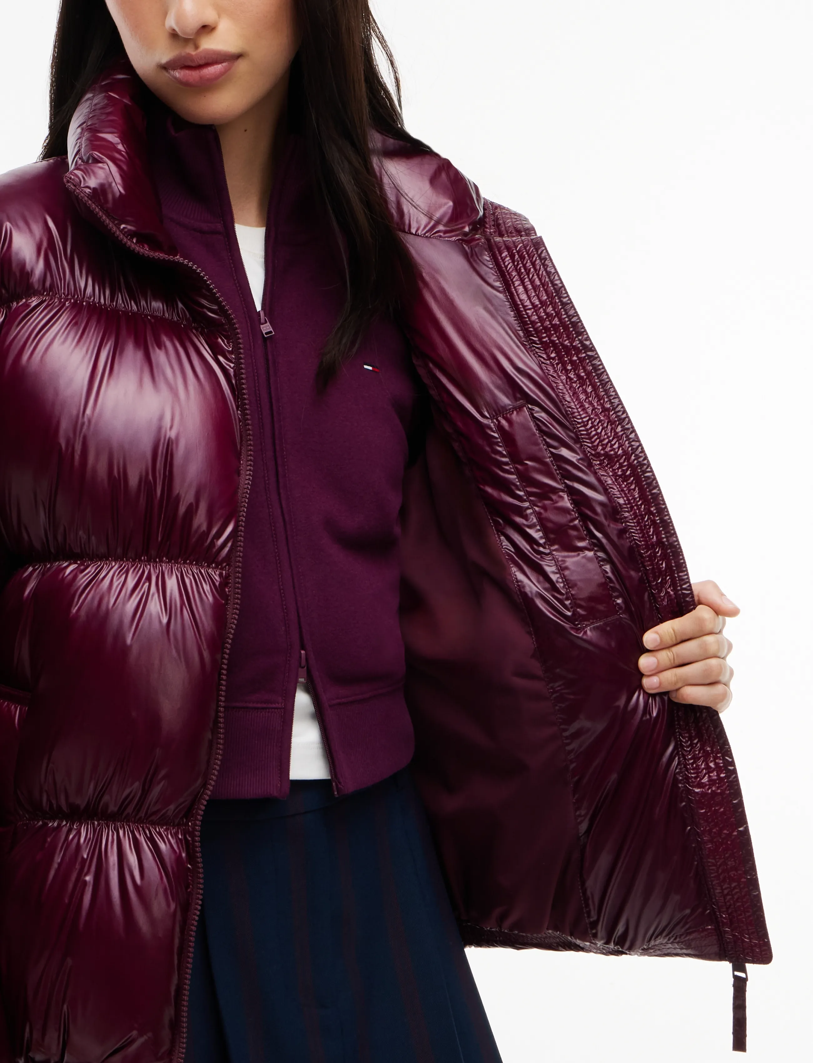 Tommy Jeans - TJW HIGH NECK SHINY PUFFER DOWN - winter jackets - calypso berry - 3