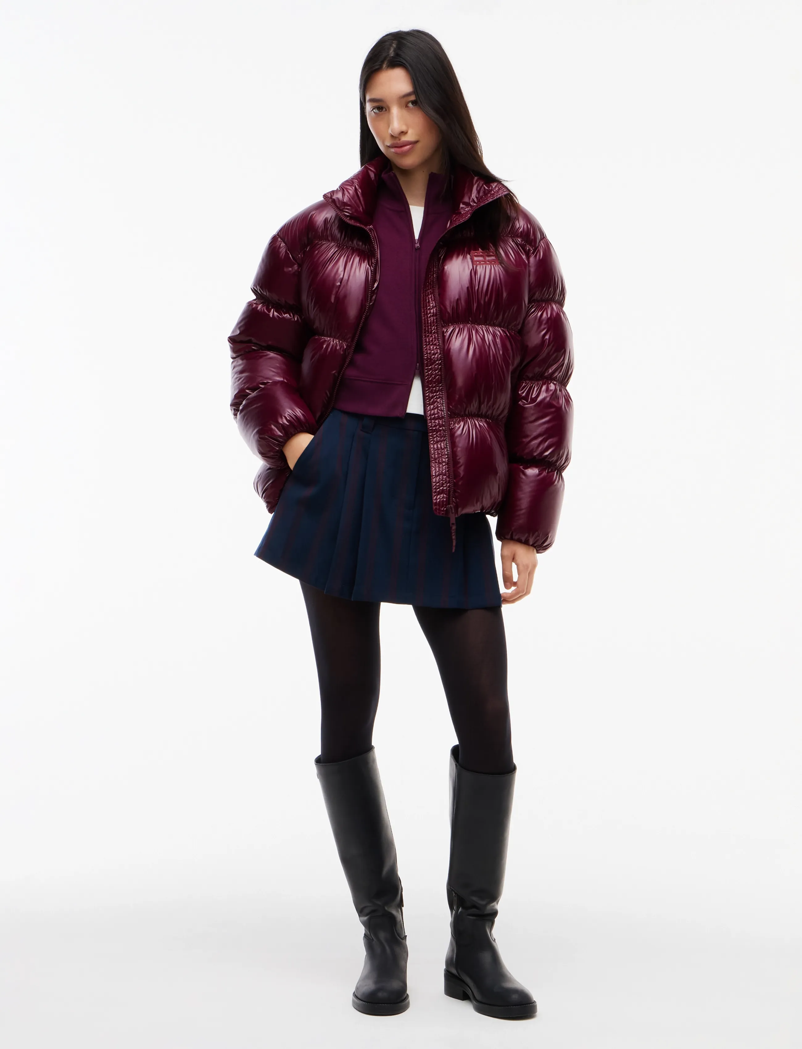 Tommy Jeans - TJW HIGH NECK SHINY PUFFER DOWN - winter jackets - calypso berry - 4
