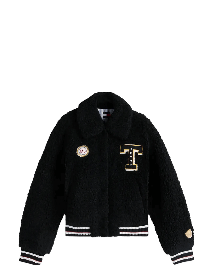 Tommy Jeans - TJW TEXTURE VARSITY JACKET - bomber jackets - black - 0